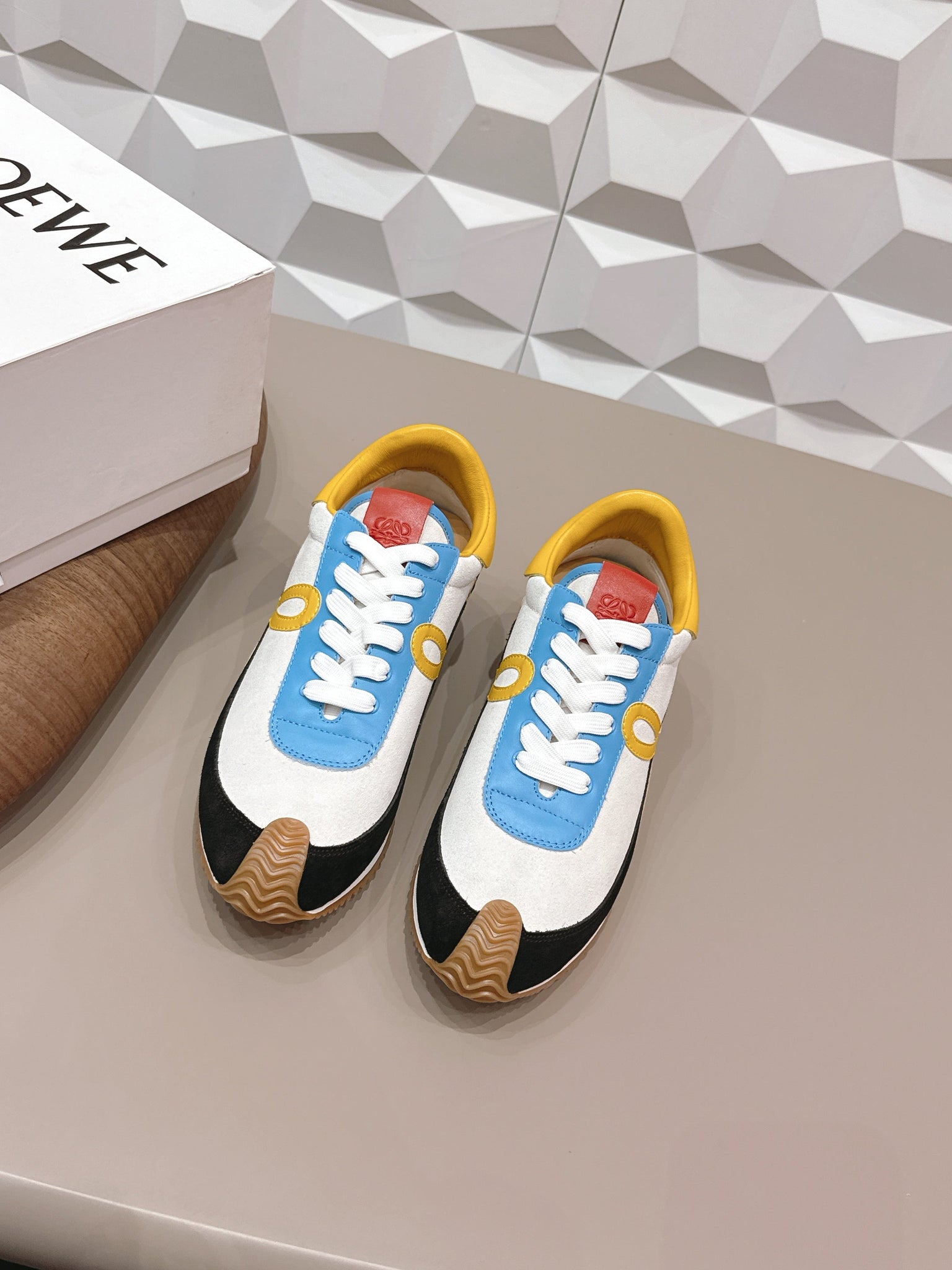 Loewe 26s Flow Runner Sneaker In Multicolor Suede And Calfskin Style 4