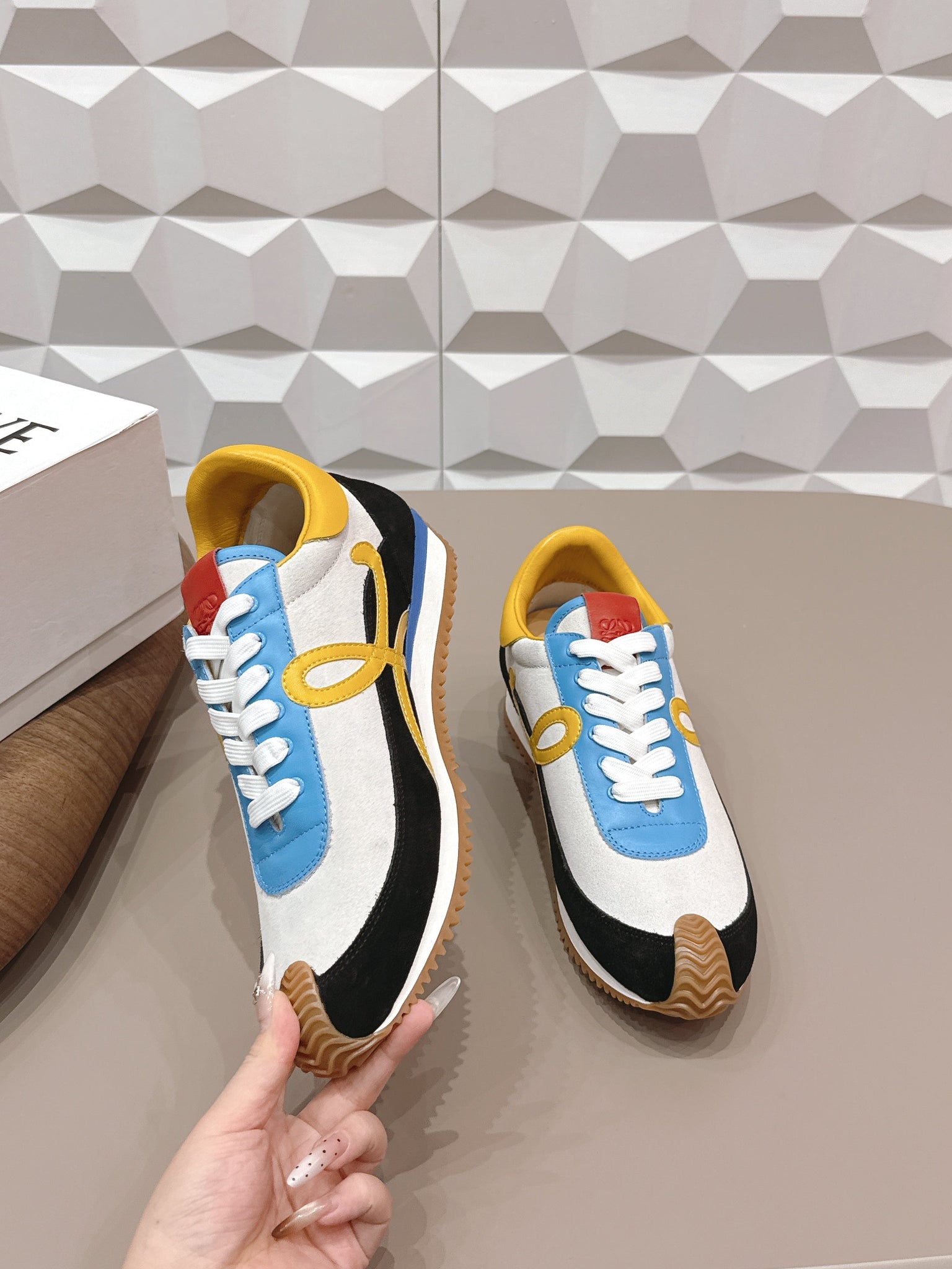 Loewe 26s Flow Runner Sneaker In Multicolor Suede And Calfskin Style 4