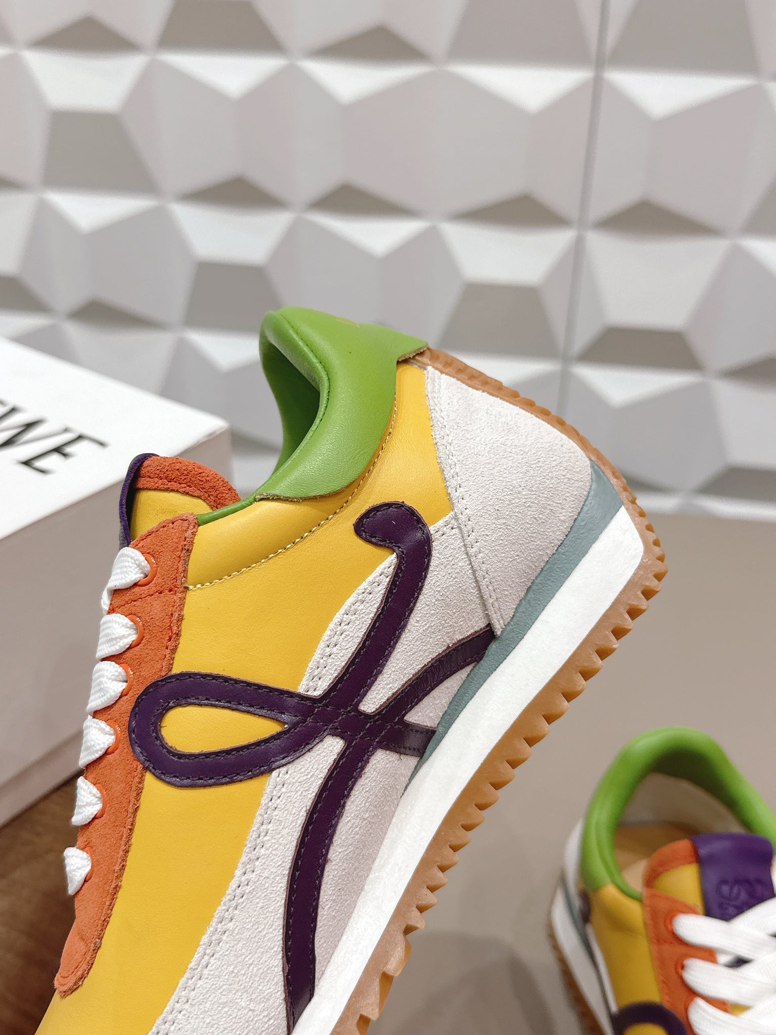 Loewe 26s Flow Runner Sneaker In Multicolor Calfskin And Suede Style 5
