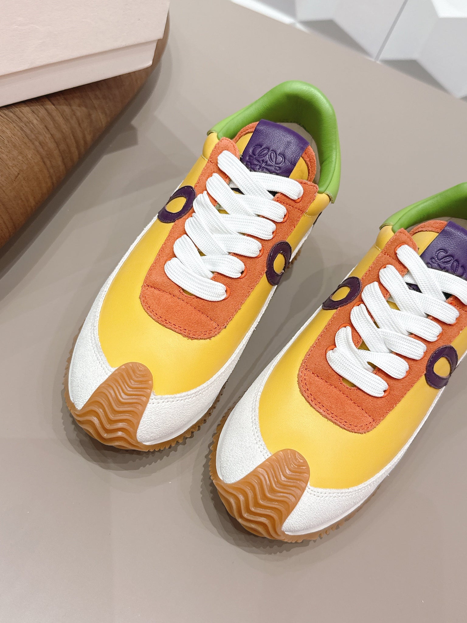 Loewe 26s Flow Runner Sneaker In Multicolor Calfskin And Suede Style 5