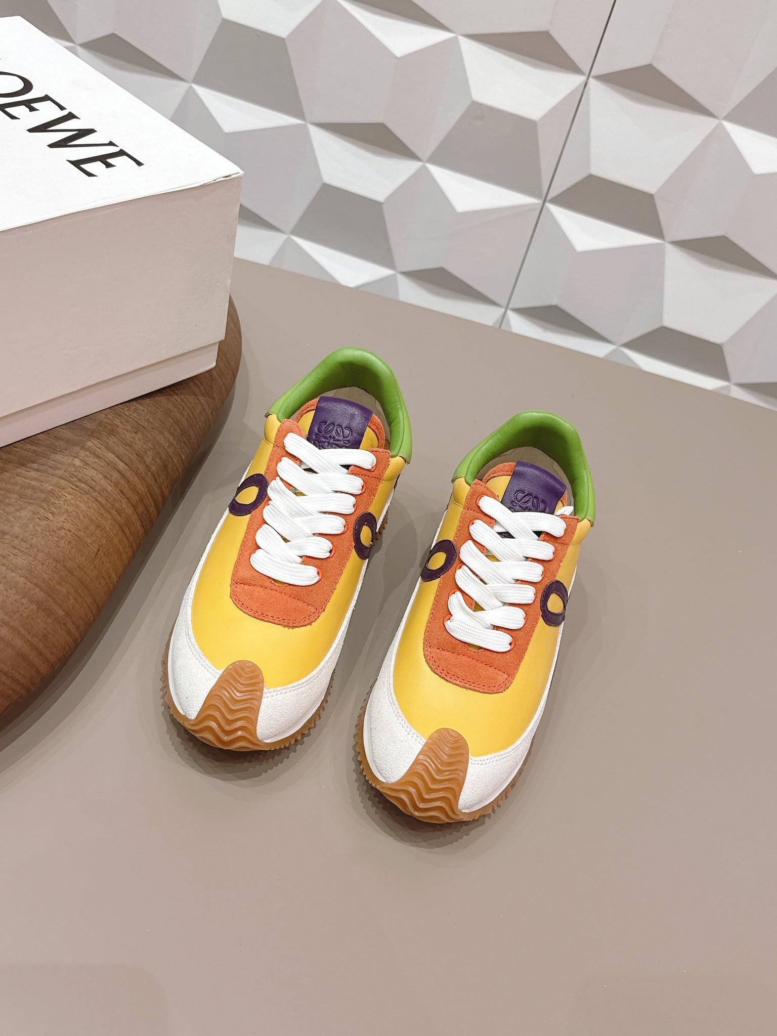 Loewe 26s Flow Runner Sneaker In Multicolor Calfskin And Suede Style 5
