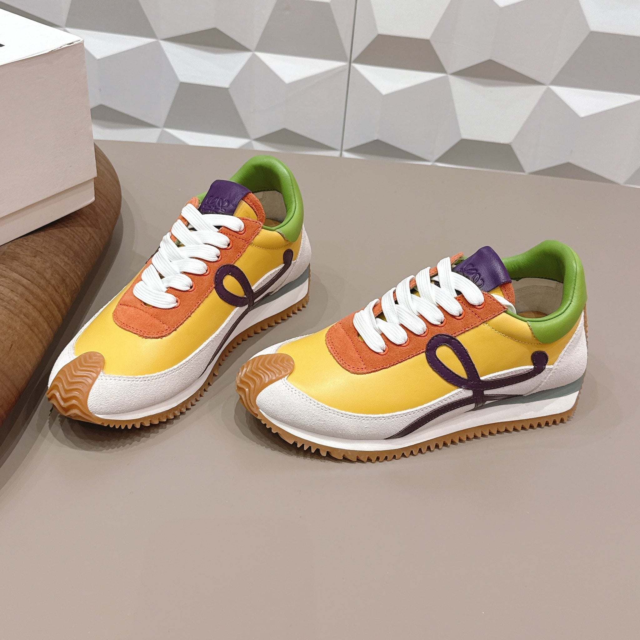 Loewe 26s Flow Runner Sneaker In Multicolor Calfskin And Suede Style 5