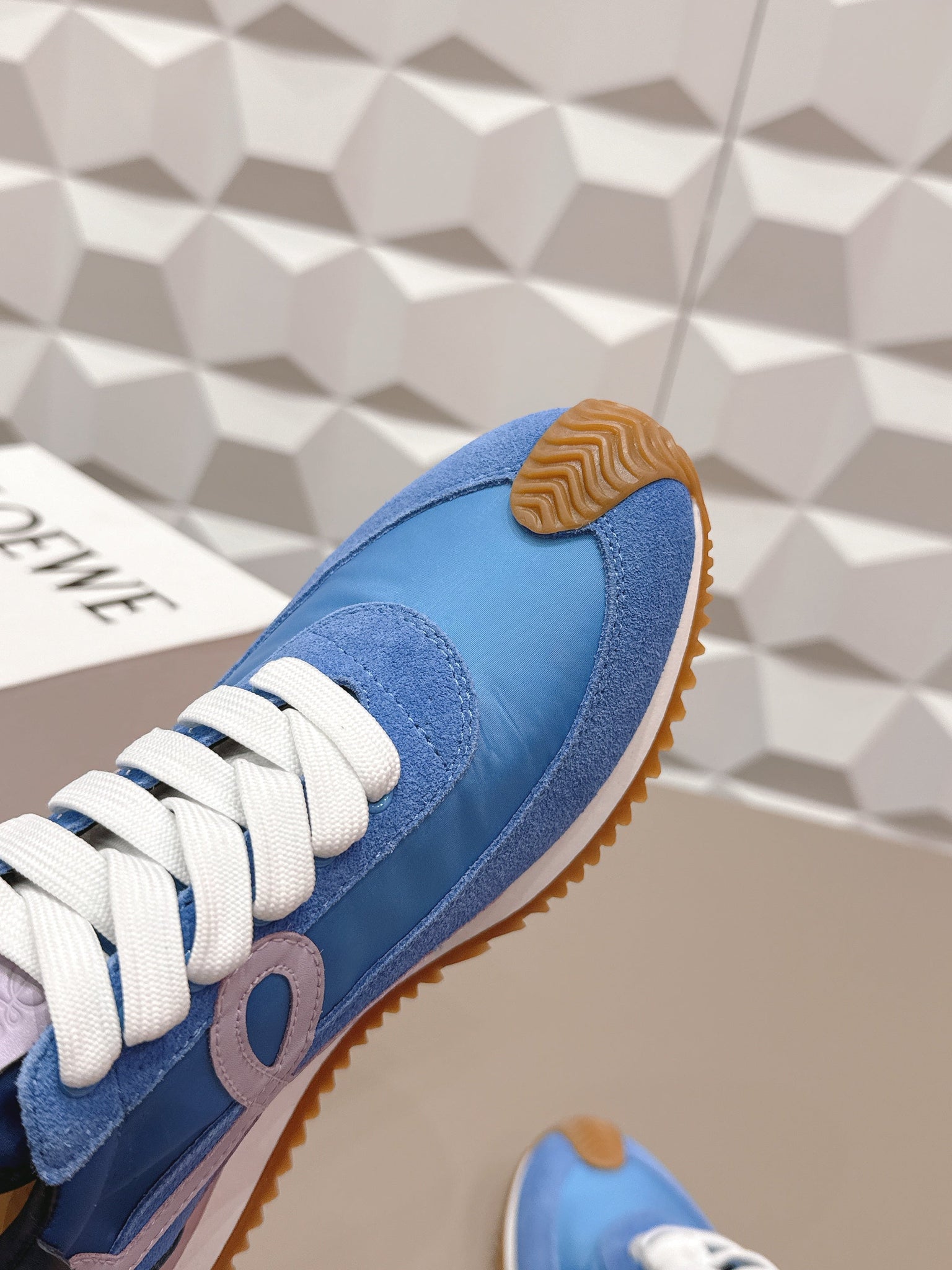 Loewe 26s Flow Runner Sneaker In Blue Suede And Calfskin Style 1