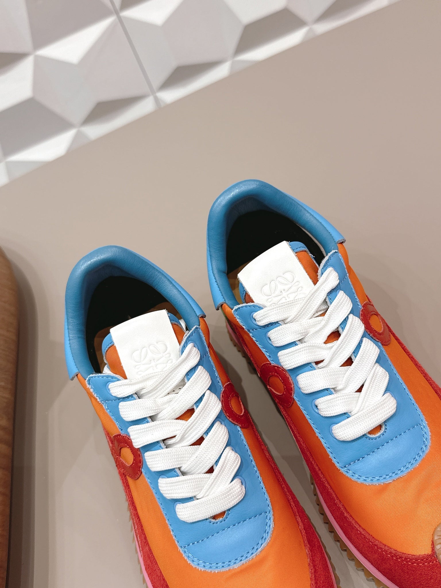 Loewe 26s Flow Runner Sneaker In Multicolor Suede And Calfskin