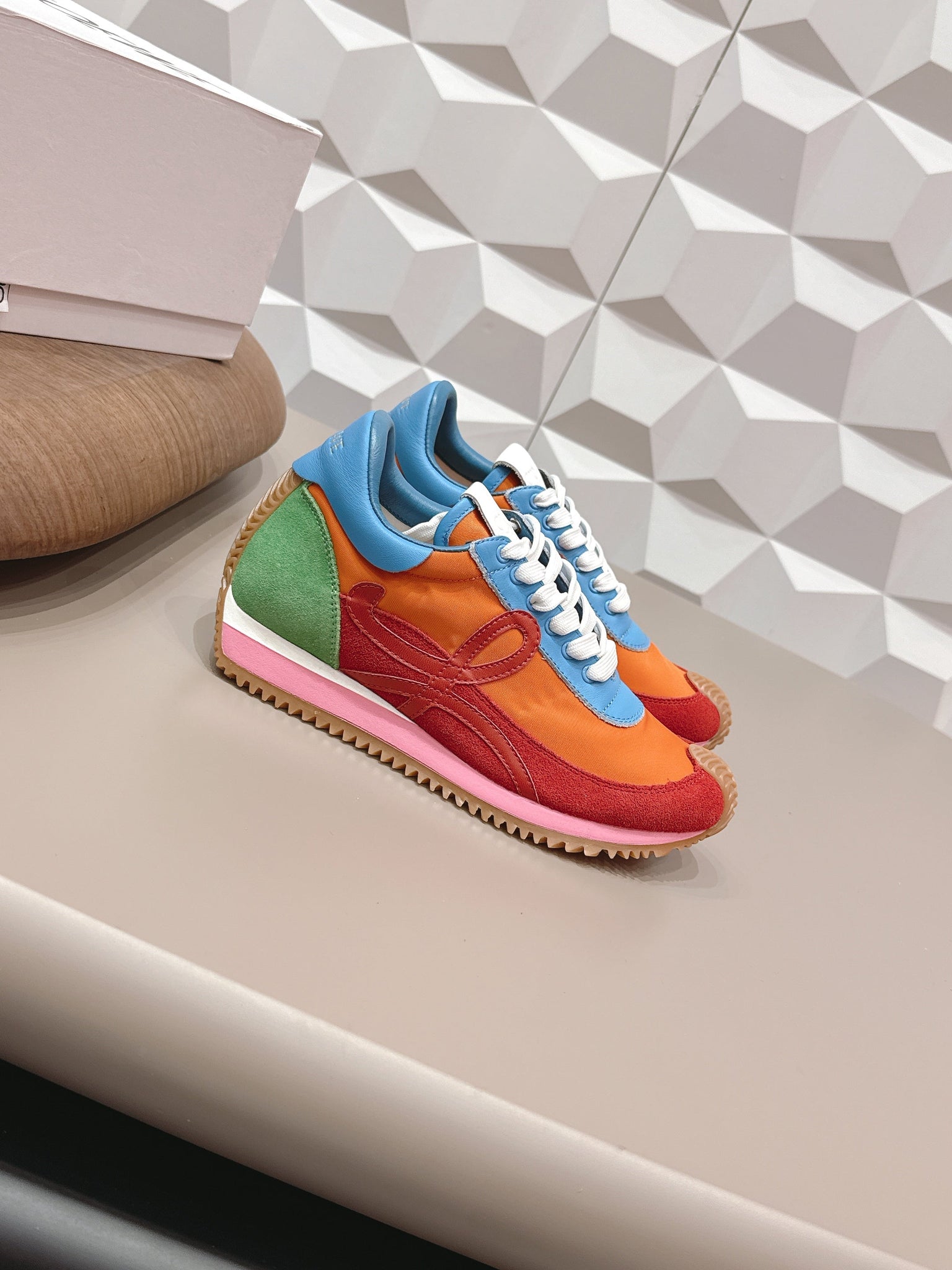 Loewe 26s Flow Runner Sneaker In Multicolor Suede And Calfskin