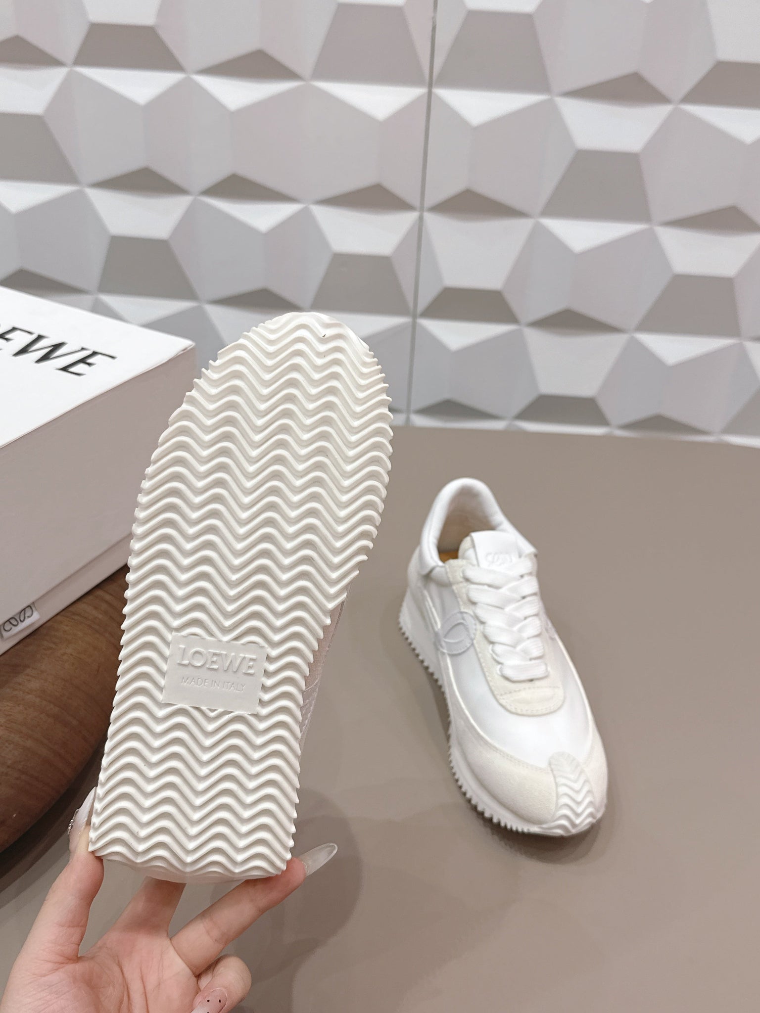 Loewe 26s Flow Runner Sneaker In White Suede And White Calfskin