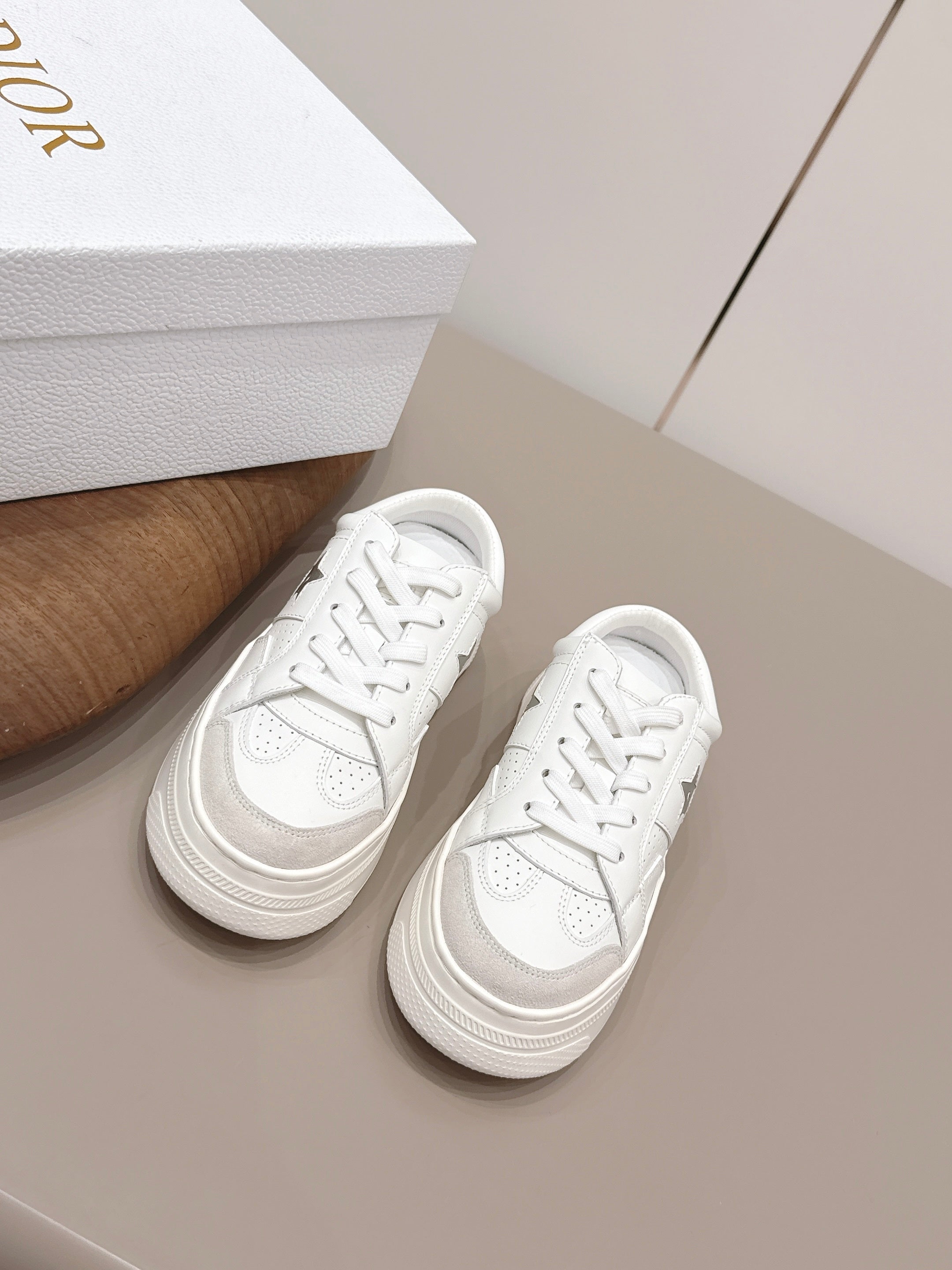 CD Dior Sliver Star Mule White Suede Leather 739310