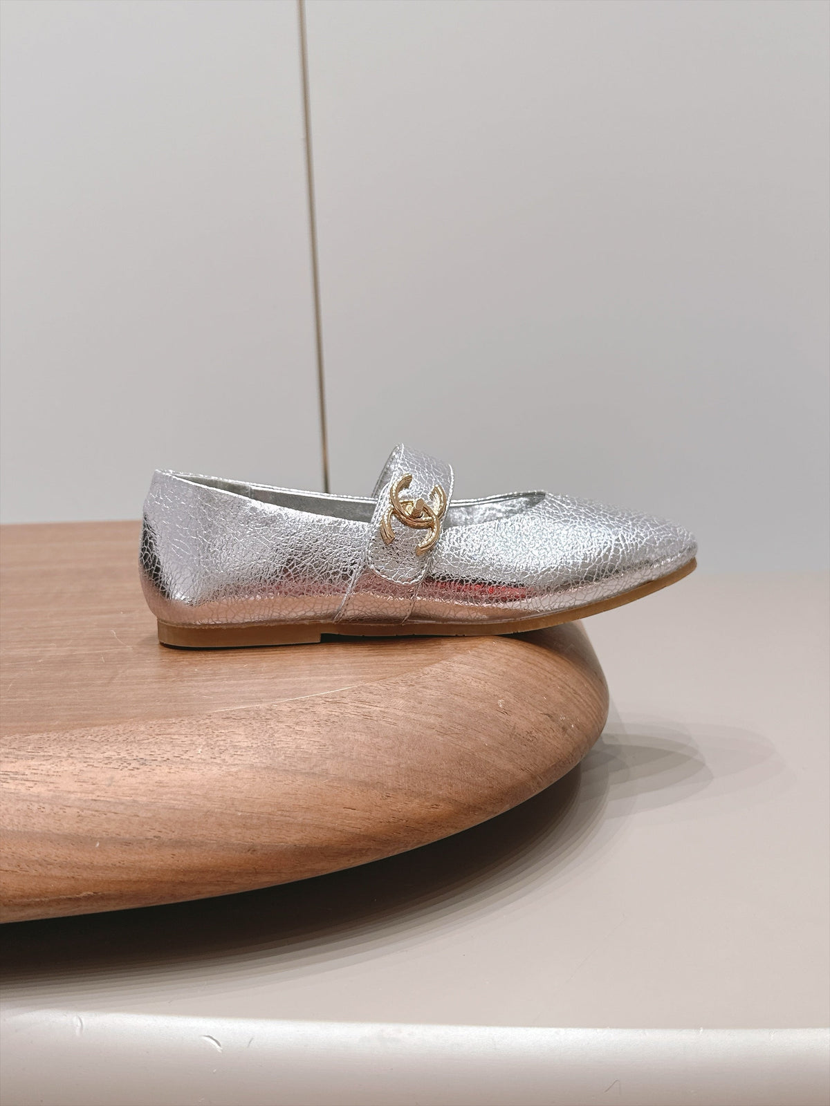 CC 26s Mary Jane Flats Silver Metallic Calfskin 175859