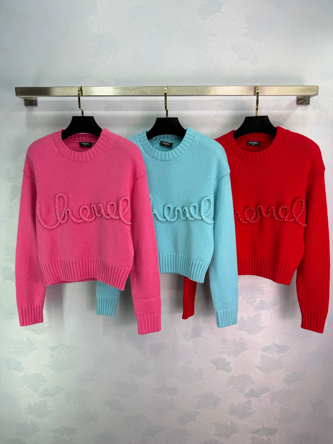 CC Beaded Crochet Knit Pullover Sweater Cashemere 345167