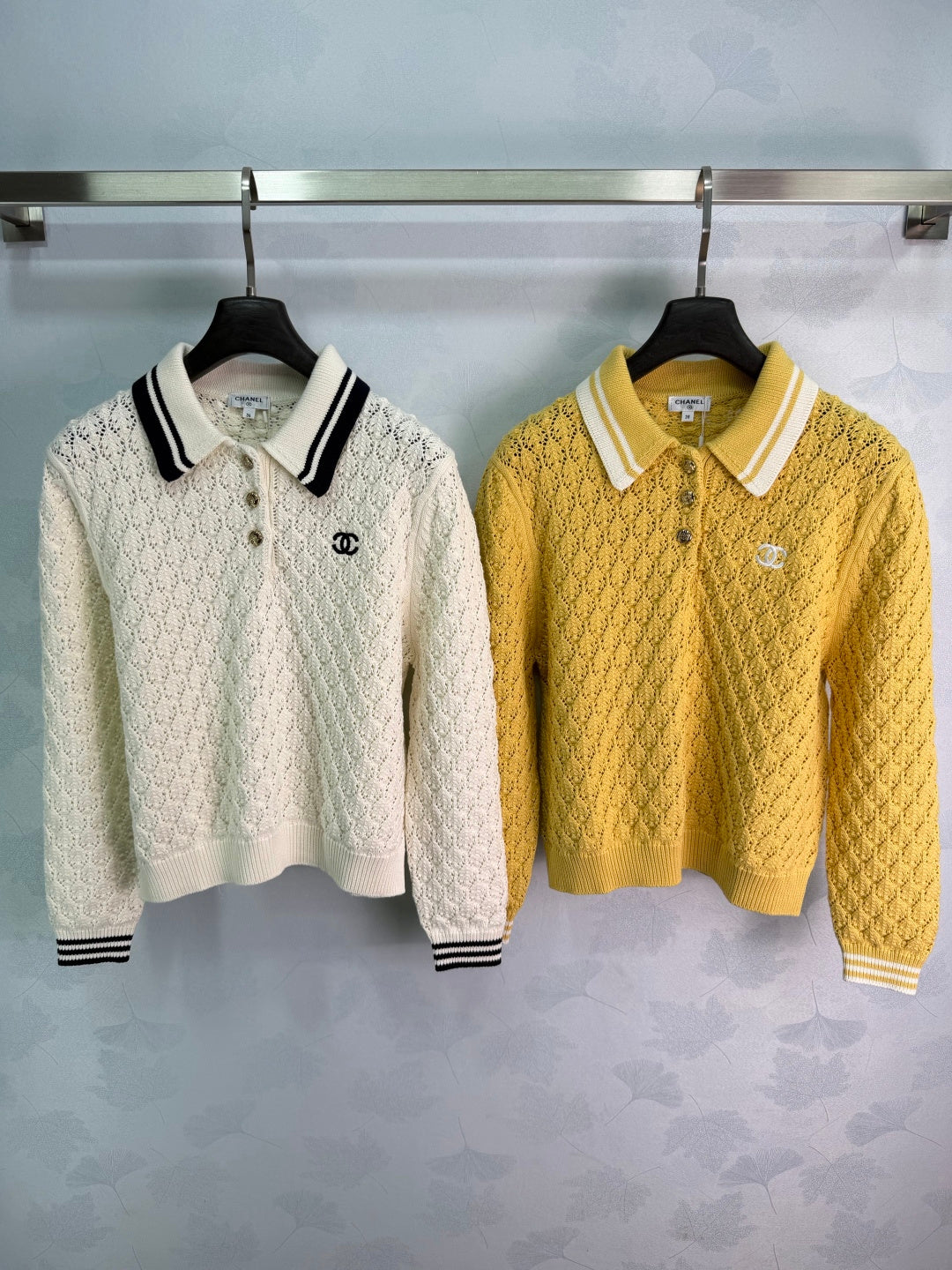 Chanel 26S Openwork Knit Polo Sweater 449421
