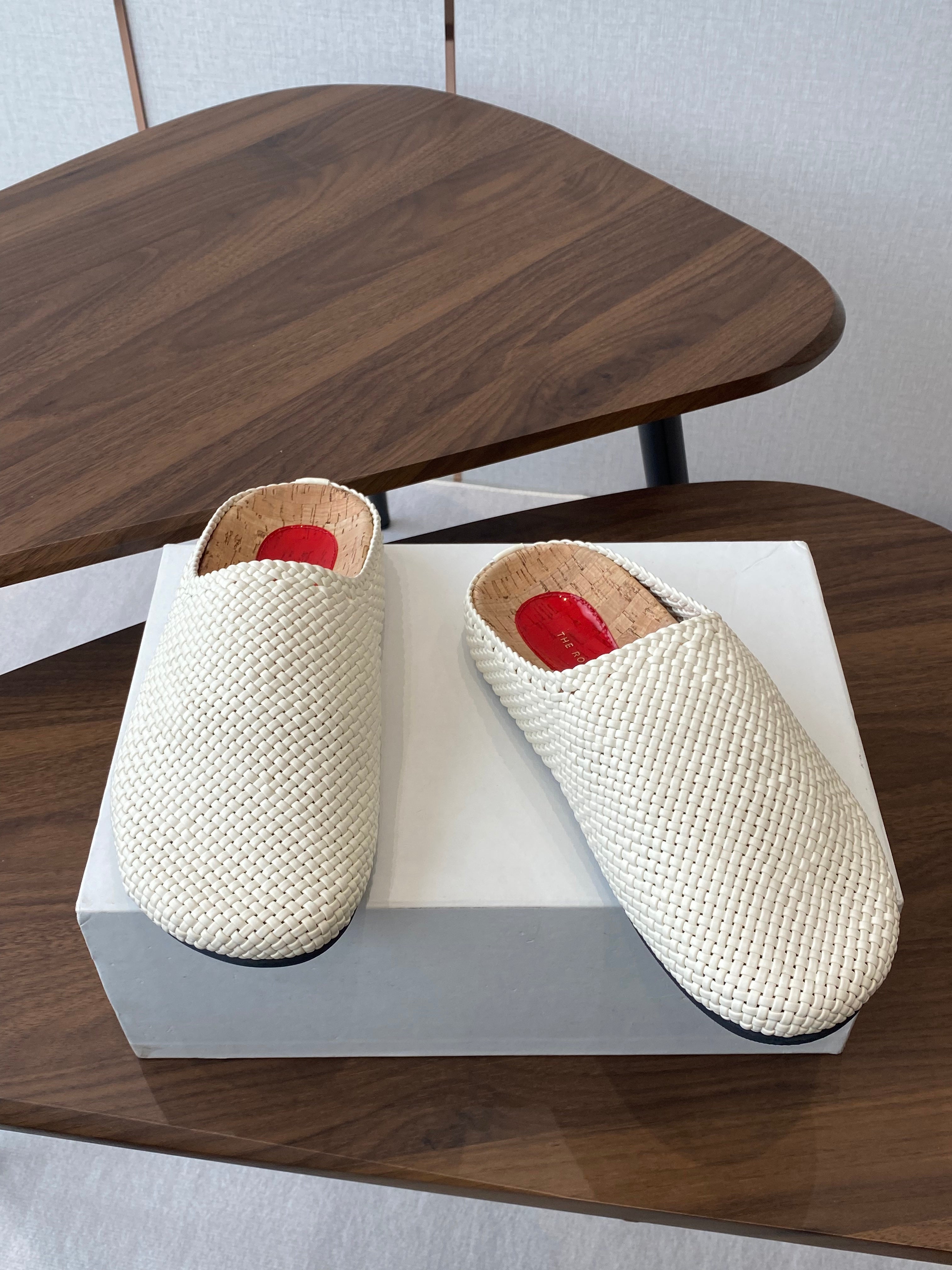 The Row Slip-on Mule White Woven Cowhide 334527