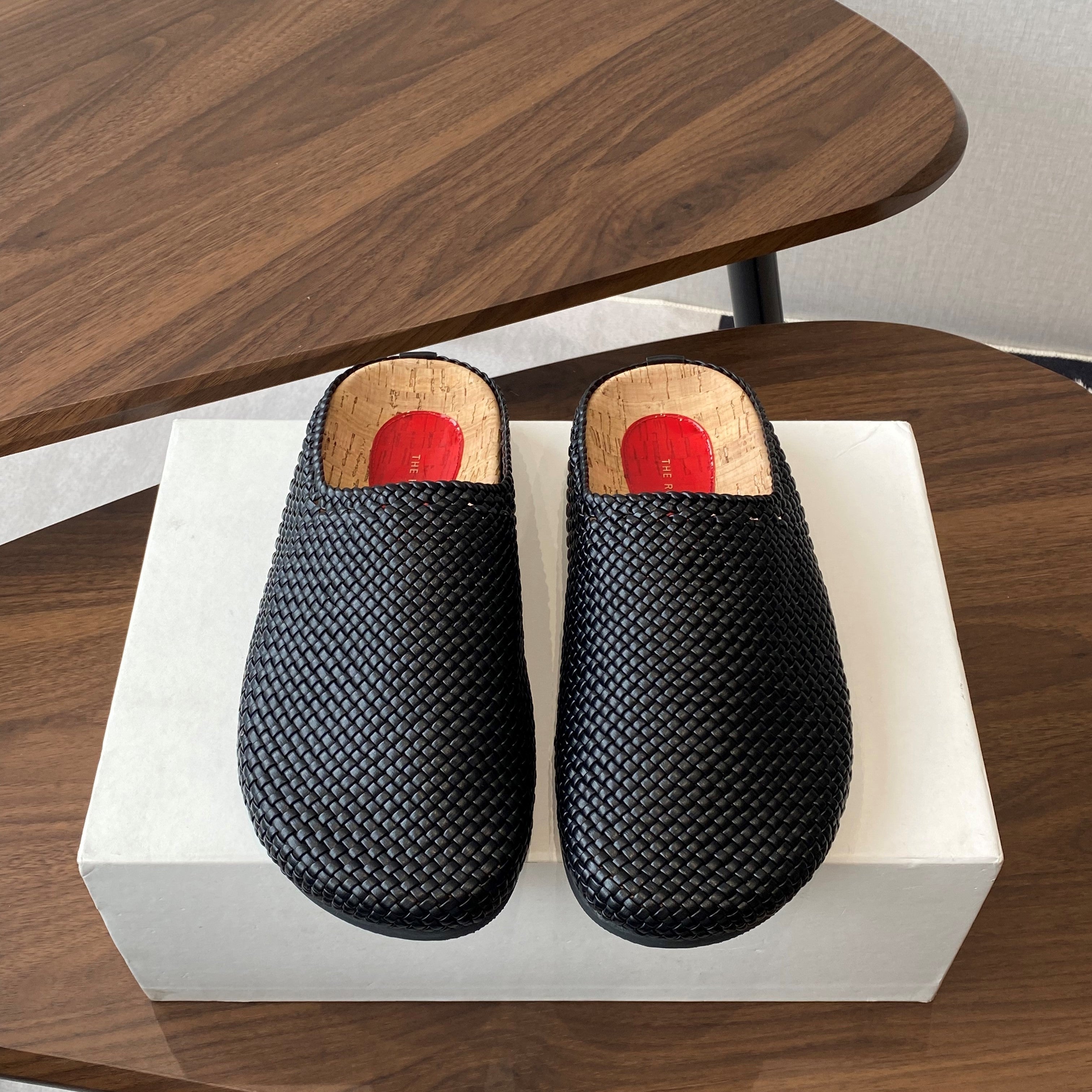 The Row Slip-on Mule Black Woven Cowhide 334528