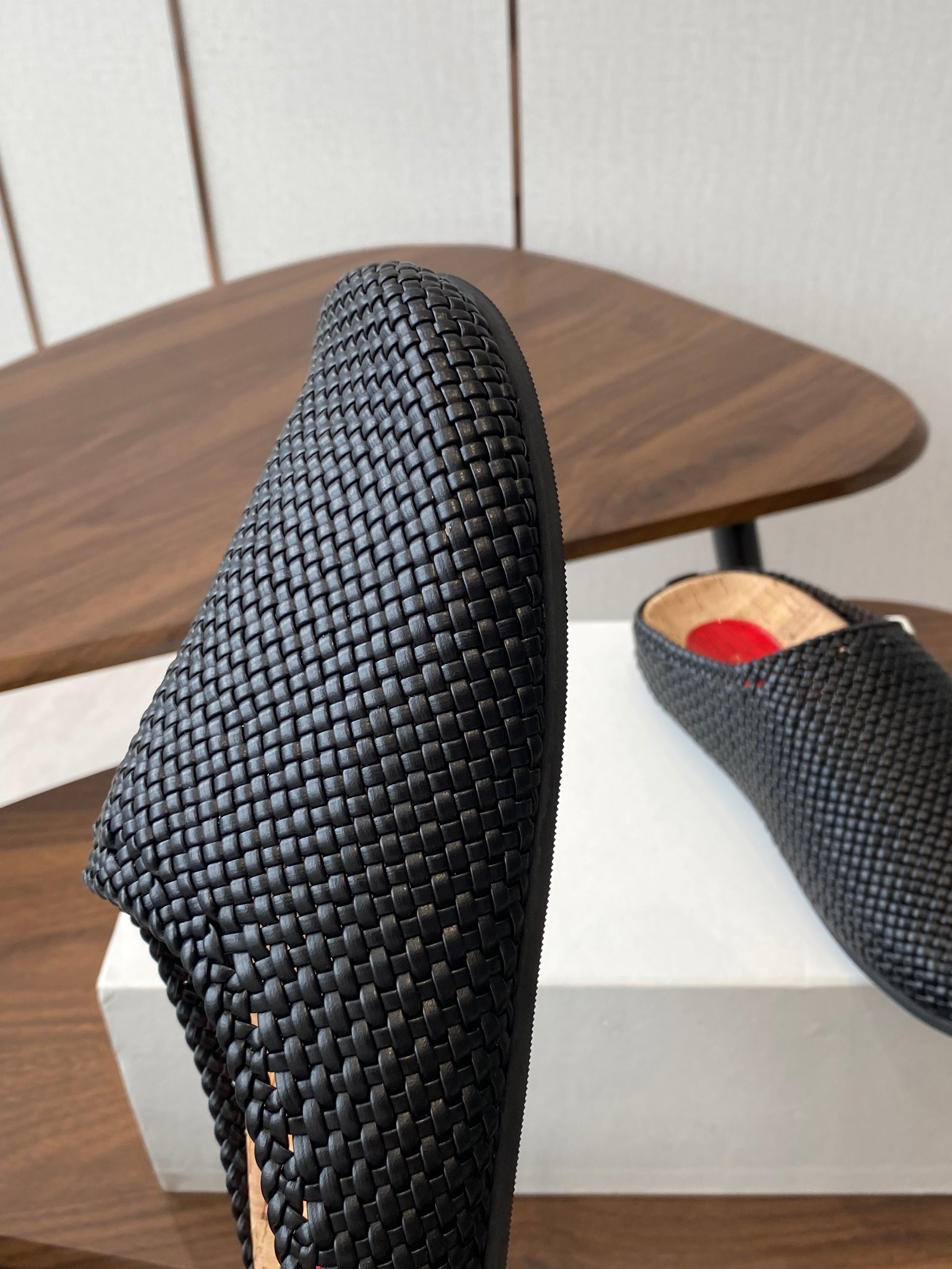 The Row Slip-on Mule Black Woven Cowhide 334528