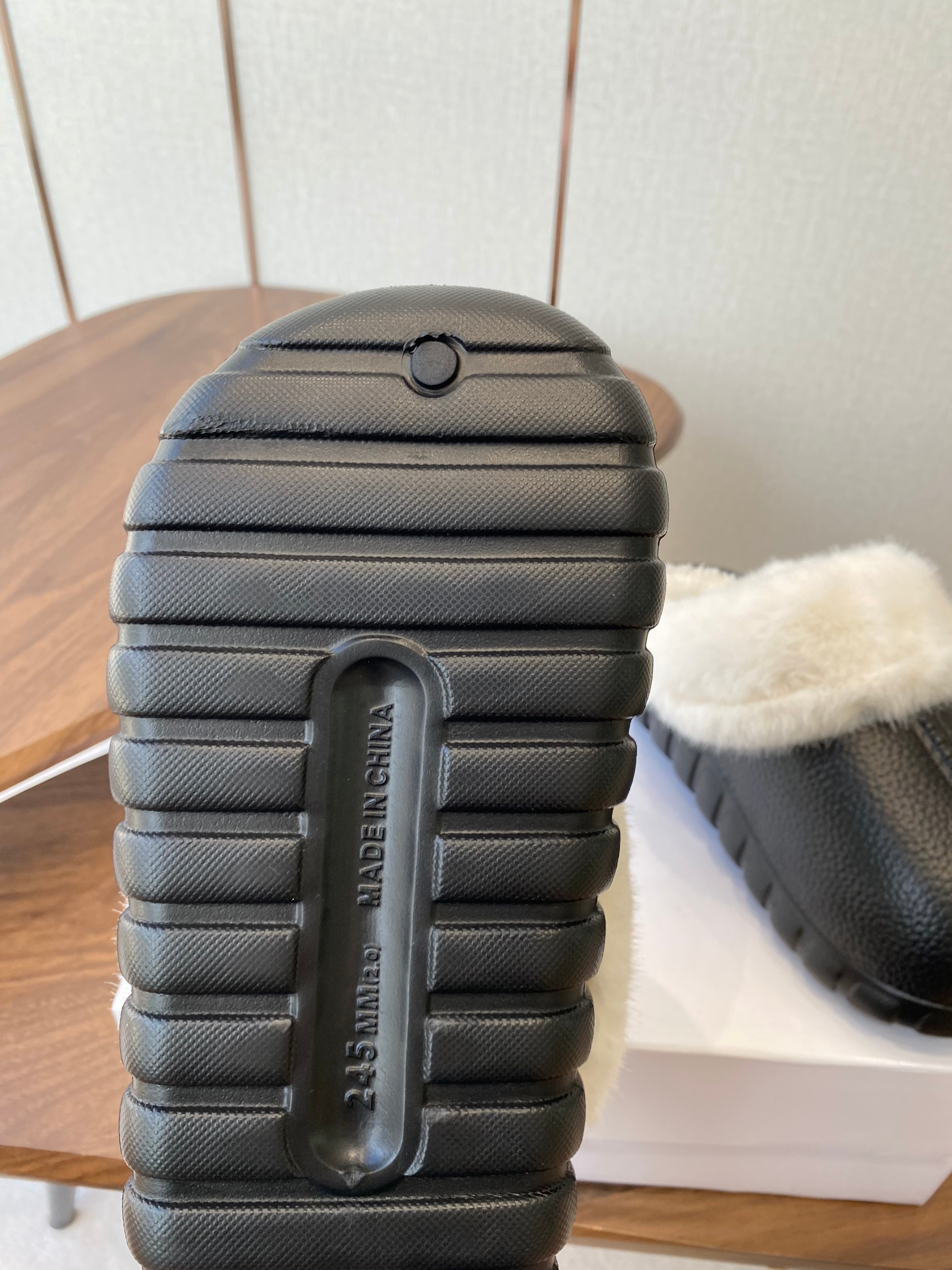 Loewe slippers black leather wool 477788