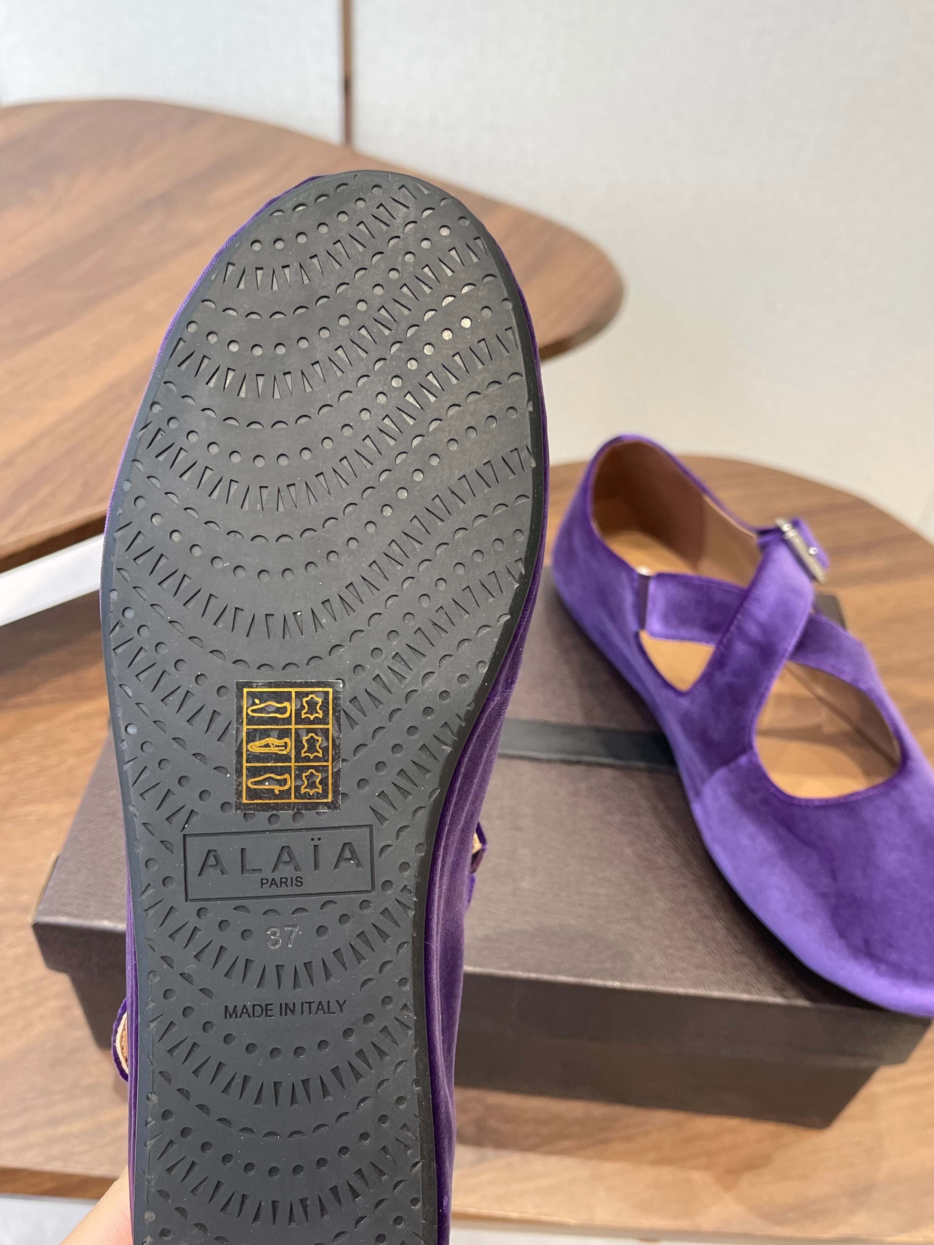 Alaïa Criss Cross Ballet Flat Purple Velvet 633857