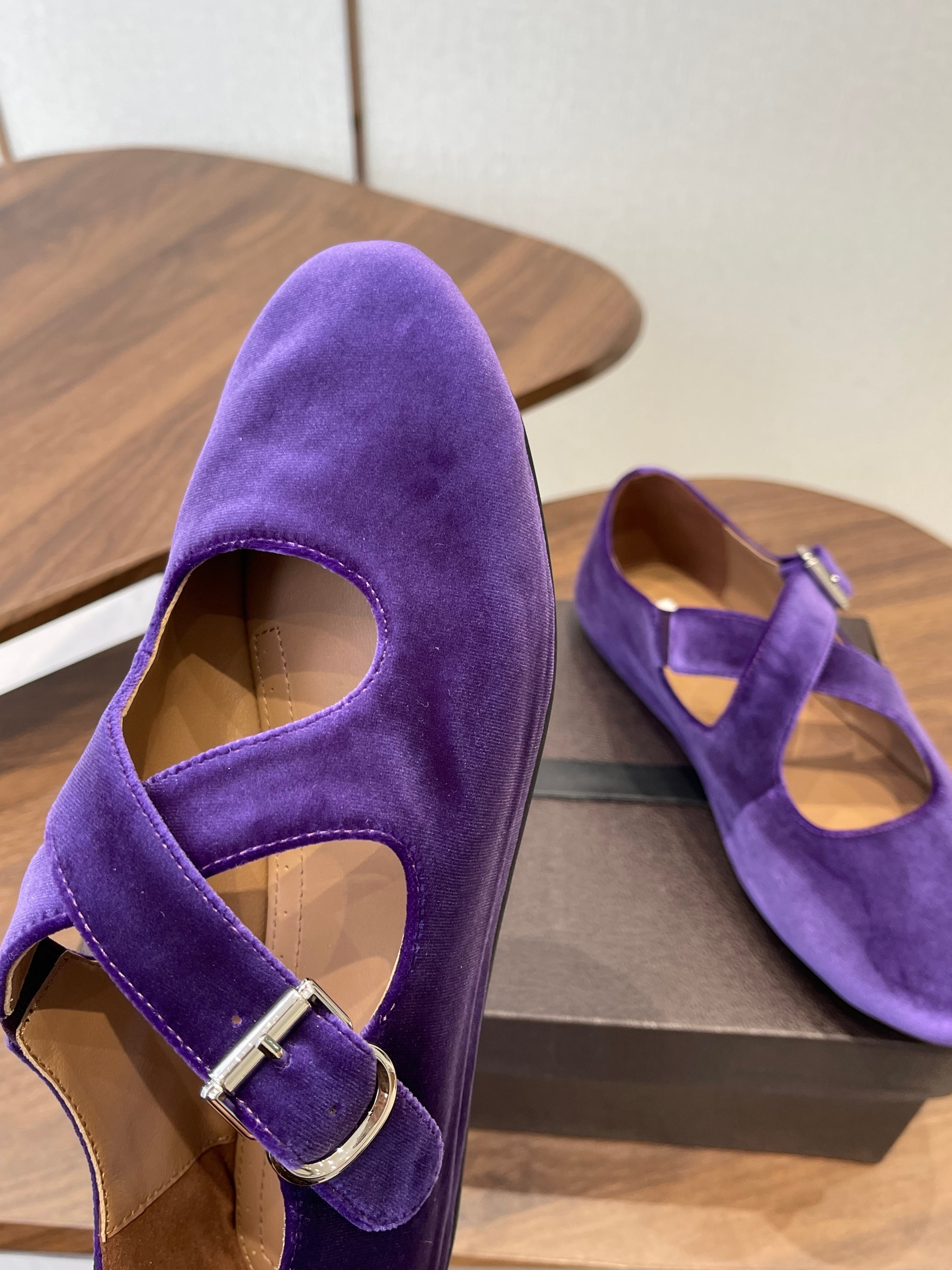 Alaïa Criss Cross Ballet Flat Purple Velvet 633857