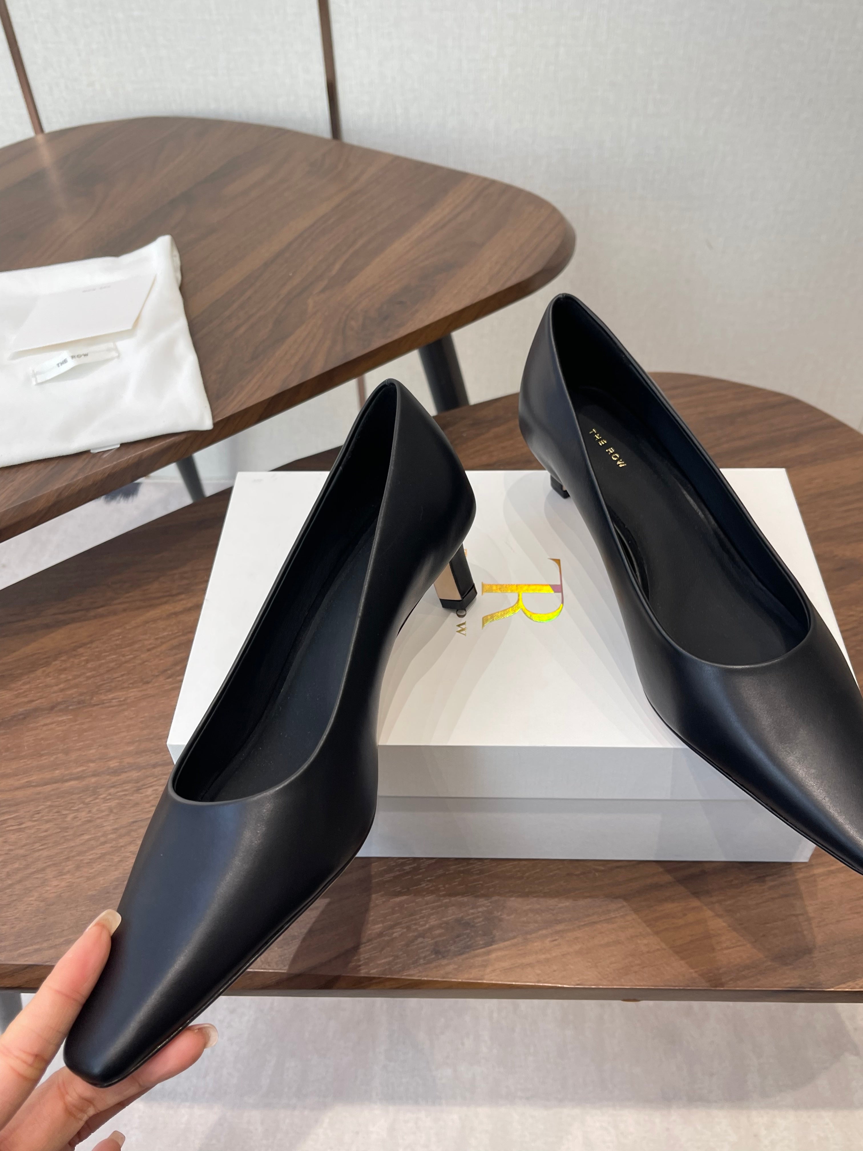 The Row Carla 45 Slingback Black Leather 633753