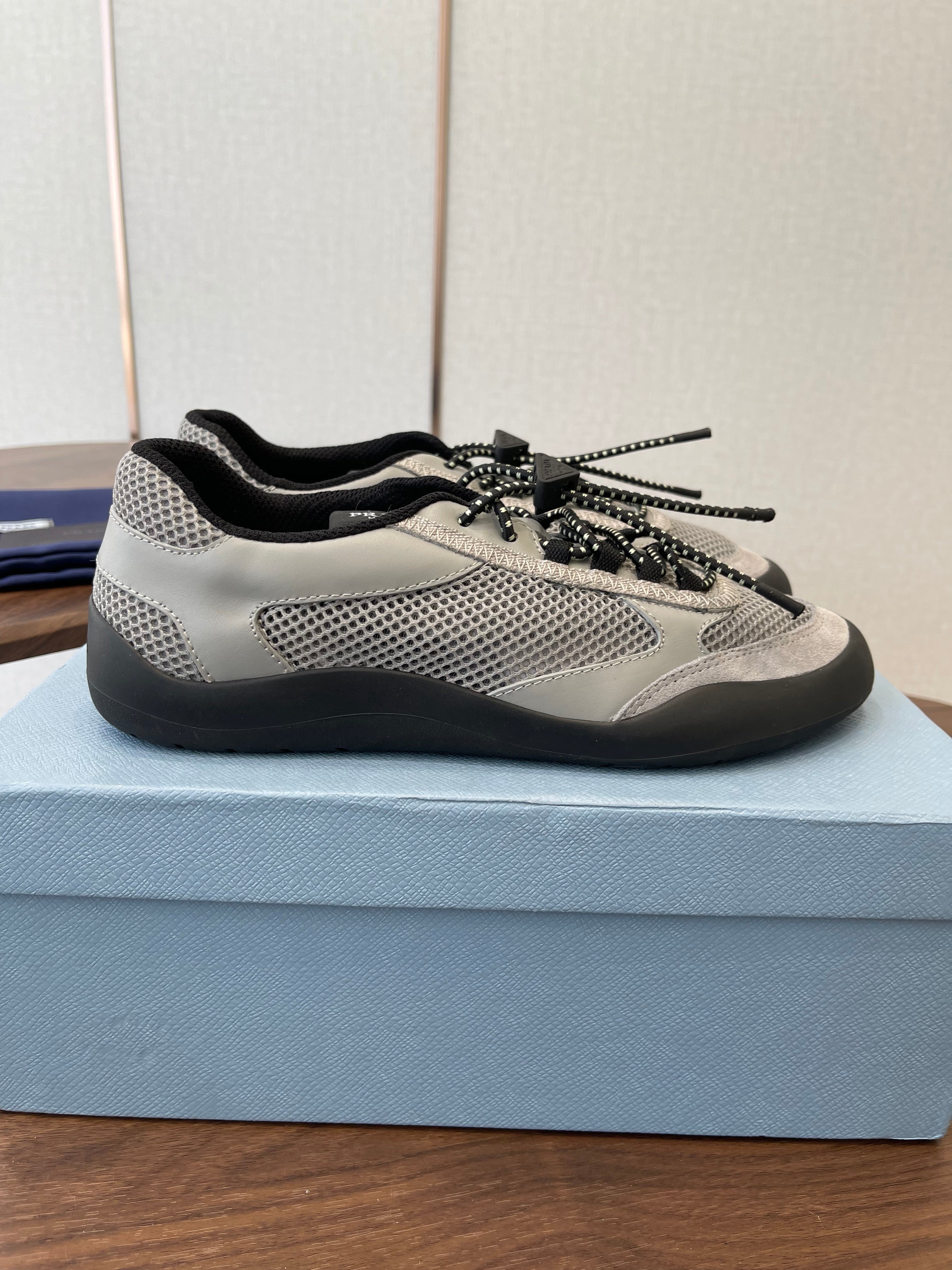 Prada Speedrock Sneakers Light Grey Mesh Fabric 727604