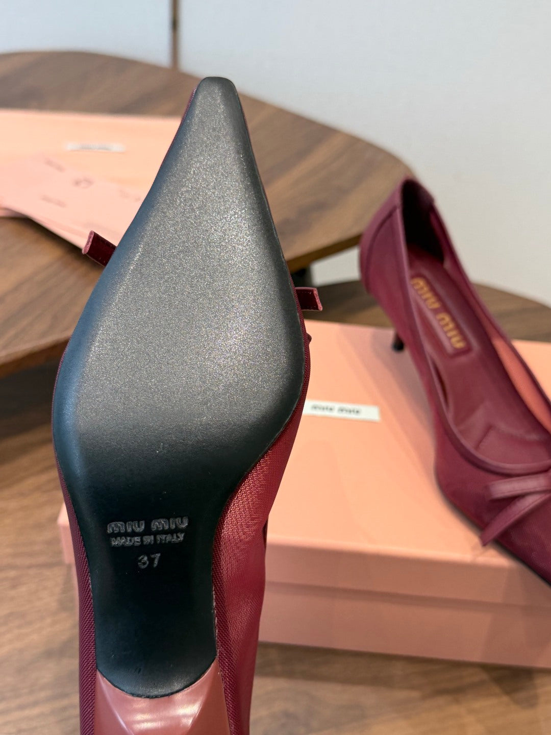 Miu 26s Pump 5.5cm Burgundy Canvas 887659