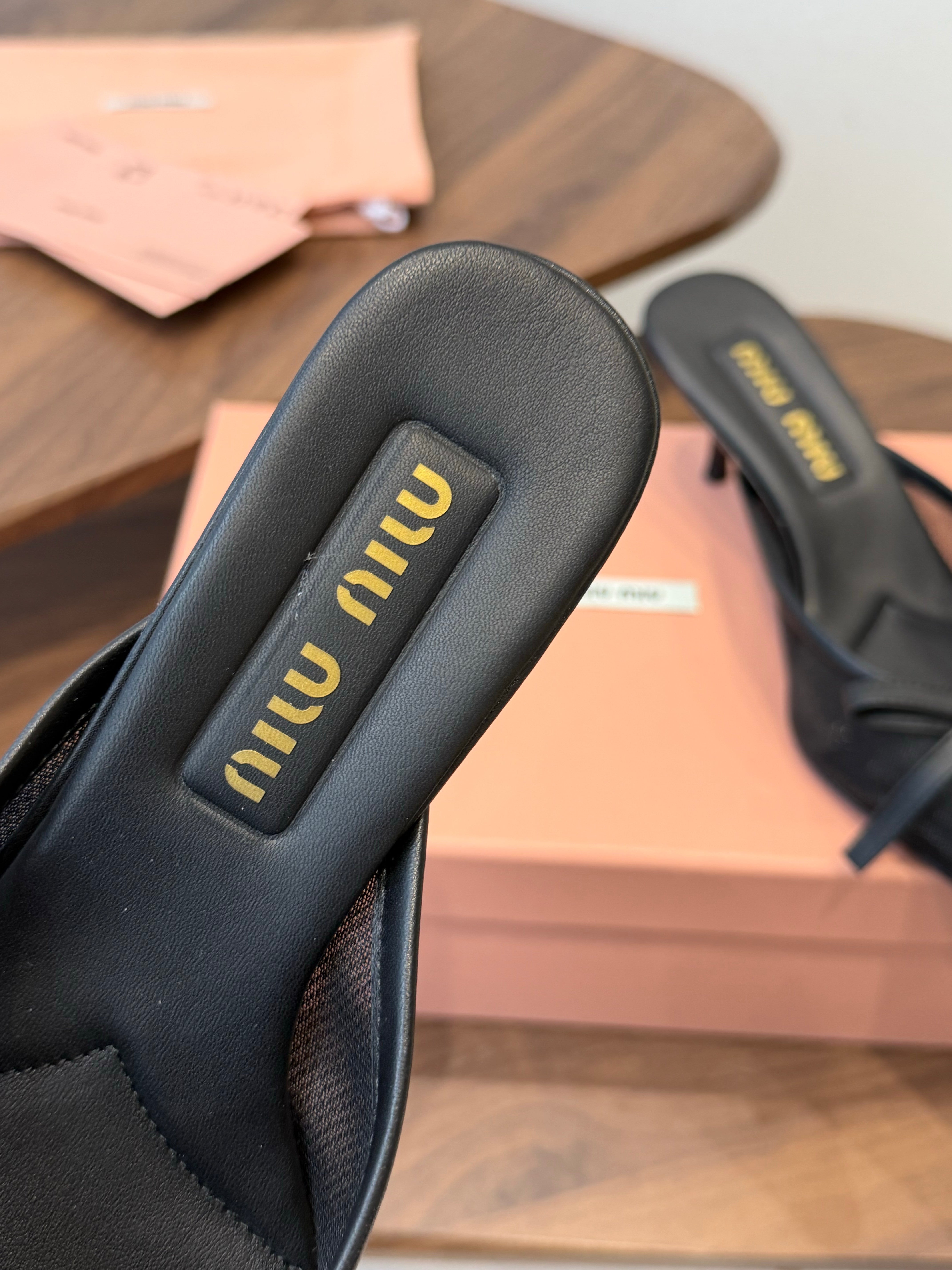 Miu 26s High-Heeled Mules Black Cotton 790457