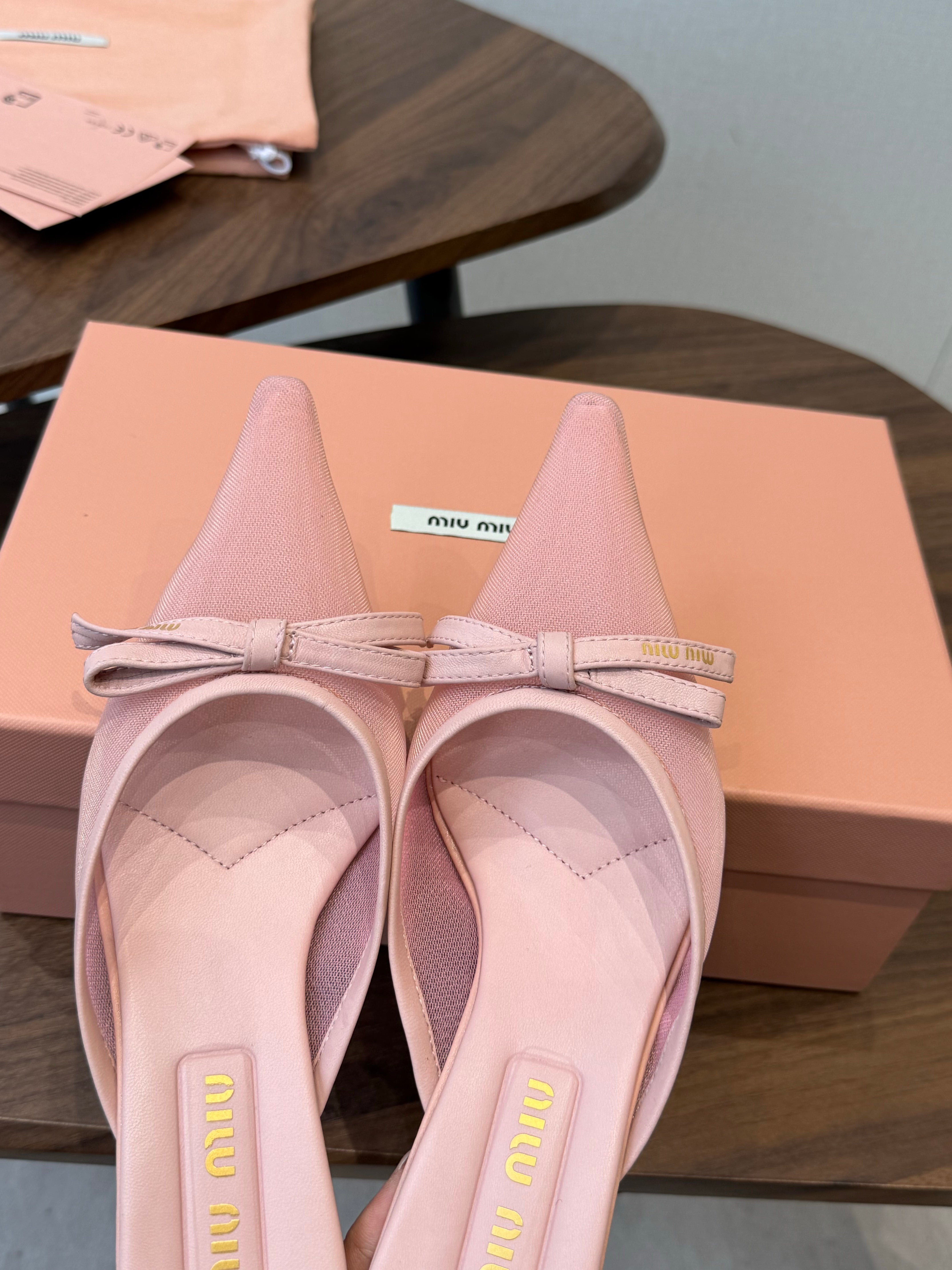 Miu 26s High-Heeled Mules Light Pink Cotton 790459