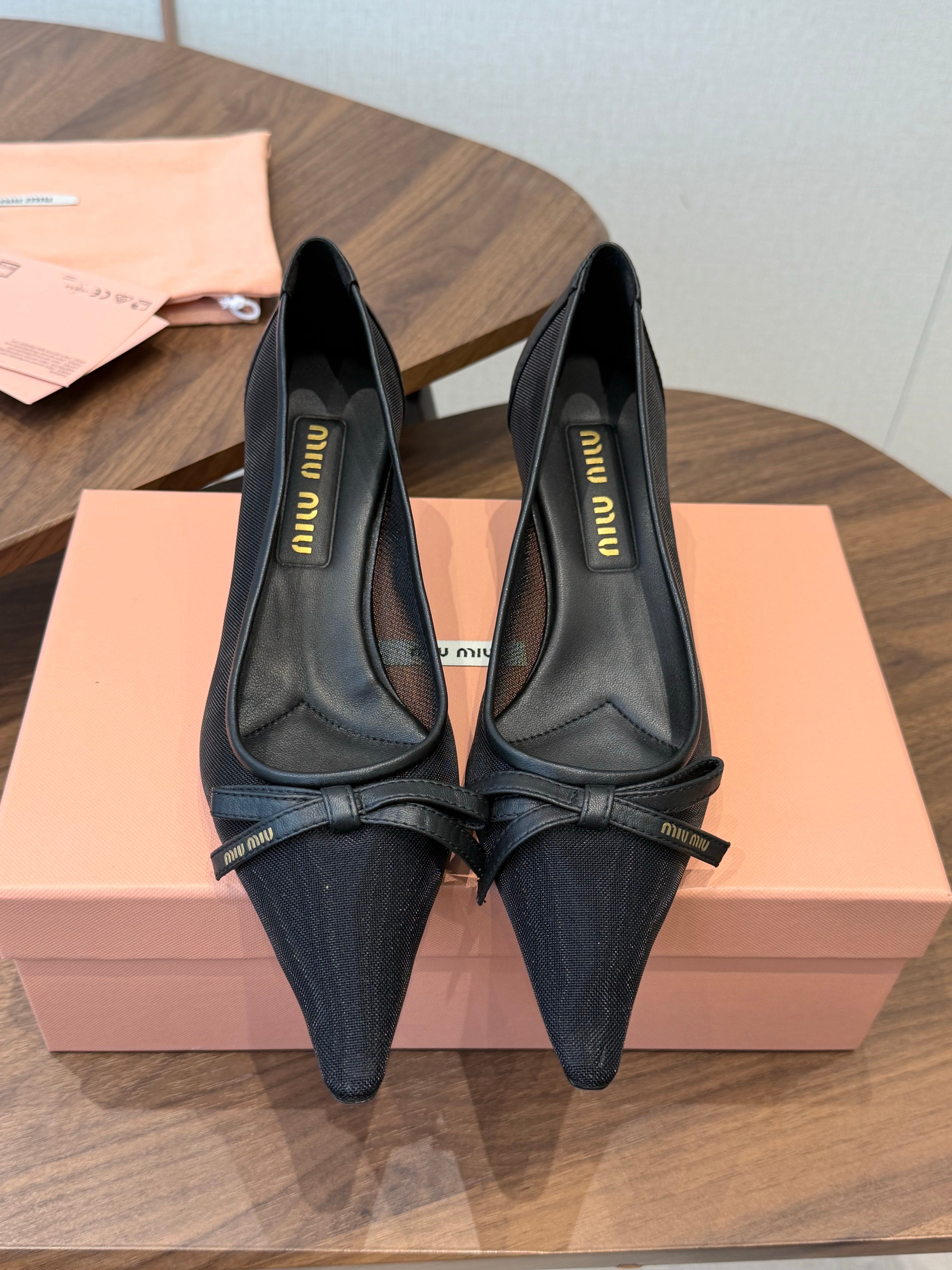 Miu 26s High-Heeled Pump Black Cotton 790460
