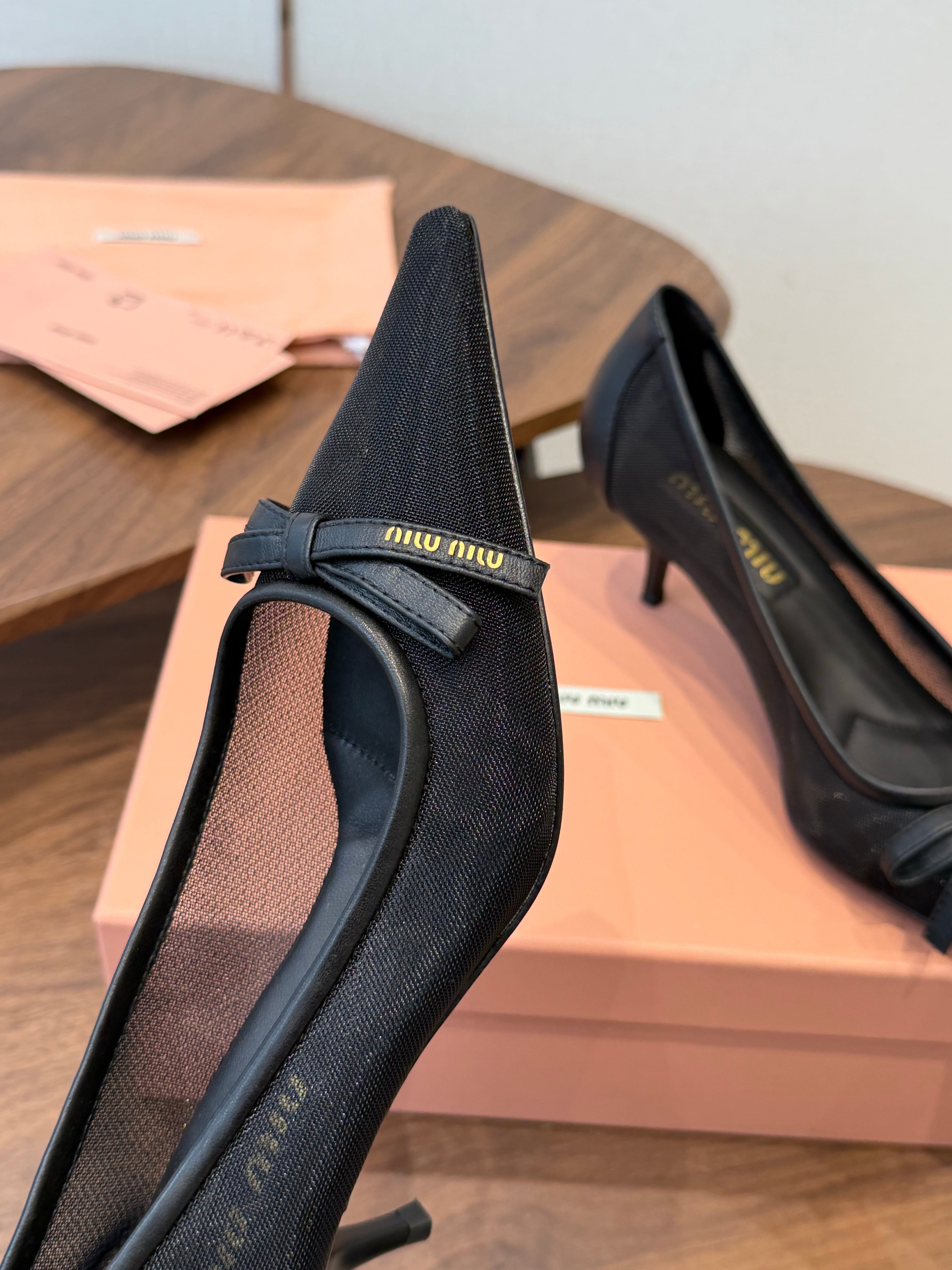 Miu 26s High-Heeled Pump Black Cotton 790460