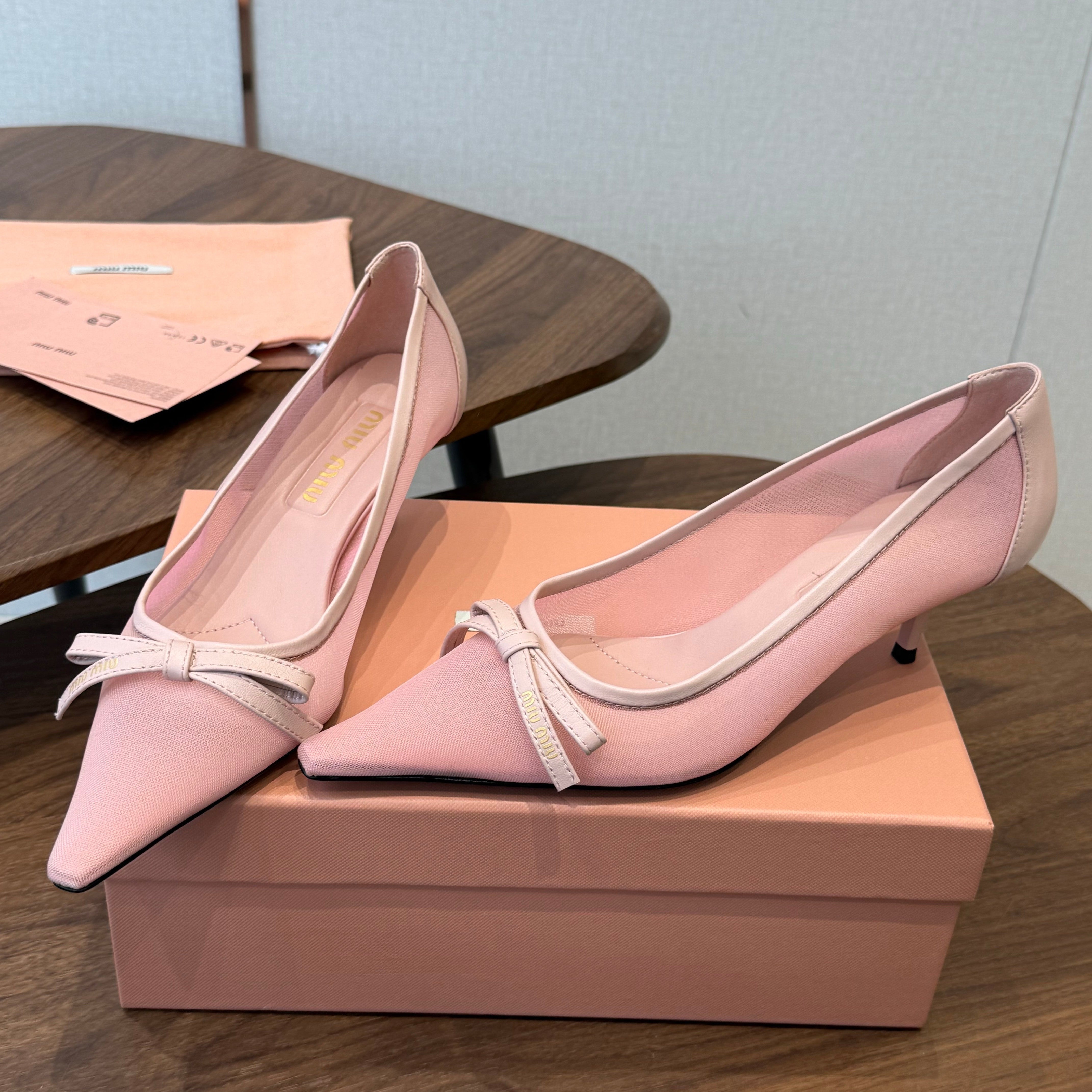 Miu 26s High-Heeled Pump Light Pink Cotton 790461