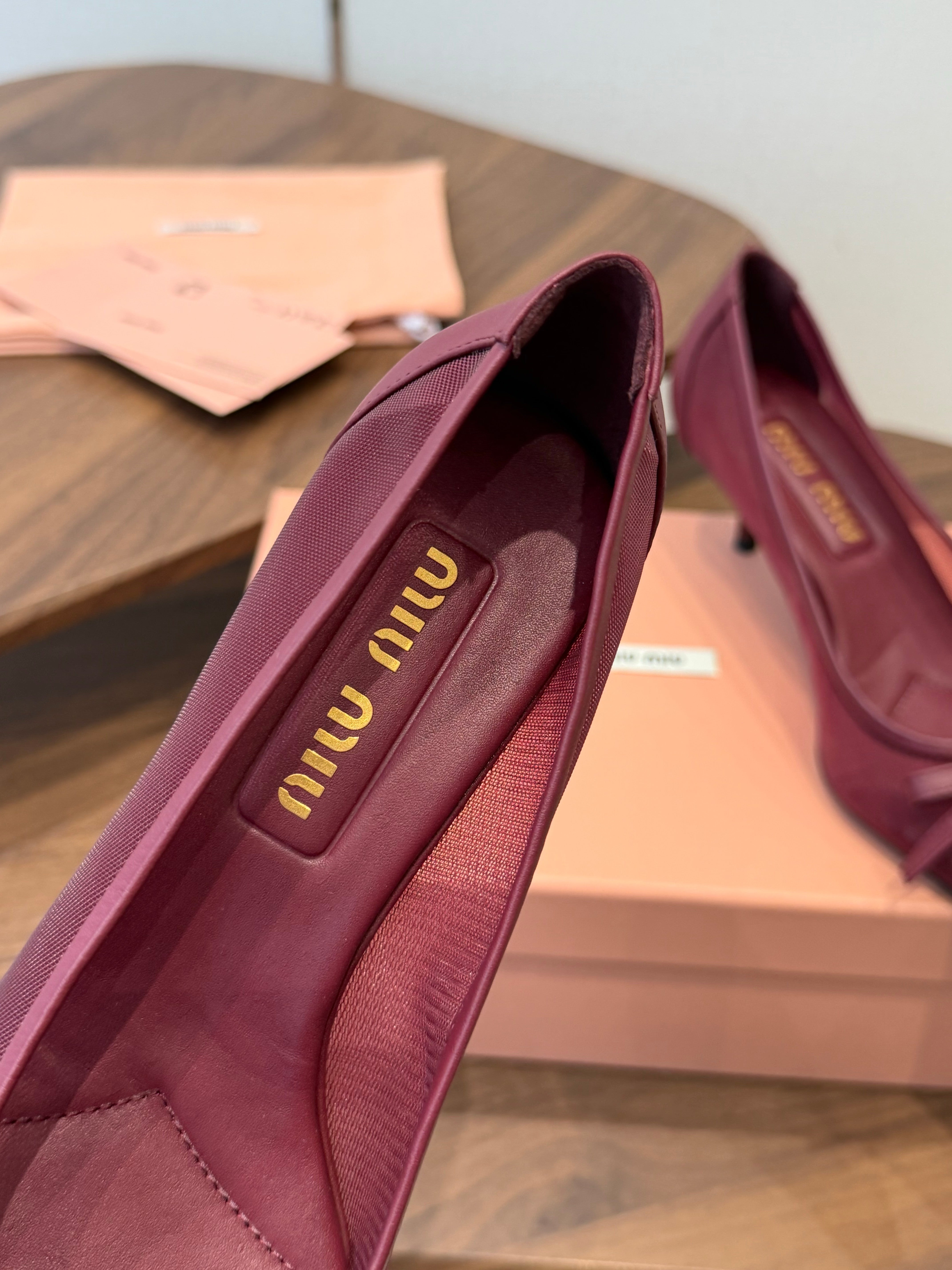 Miu 26s High-Heeled Pump Burgundy Cotton 790463