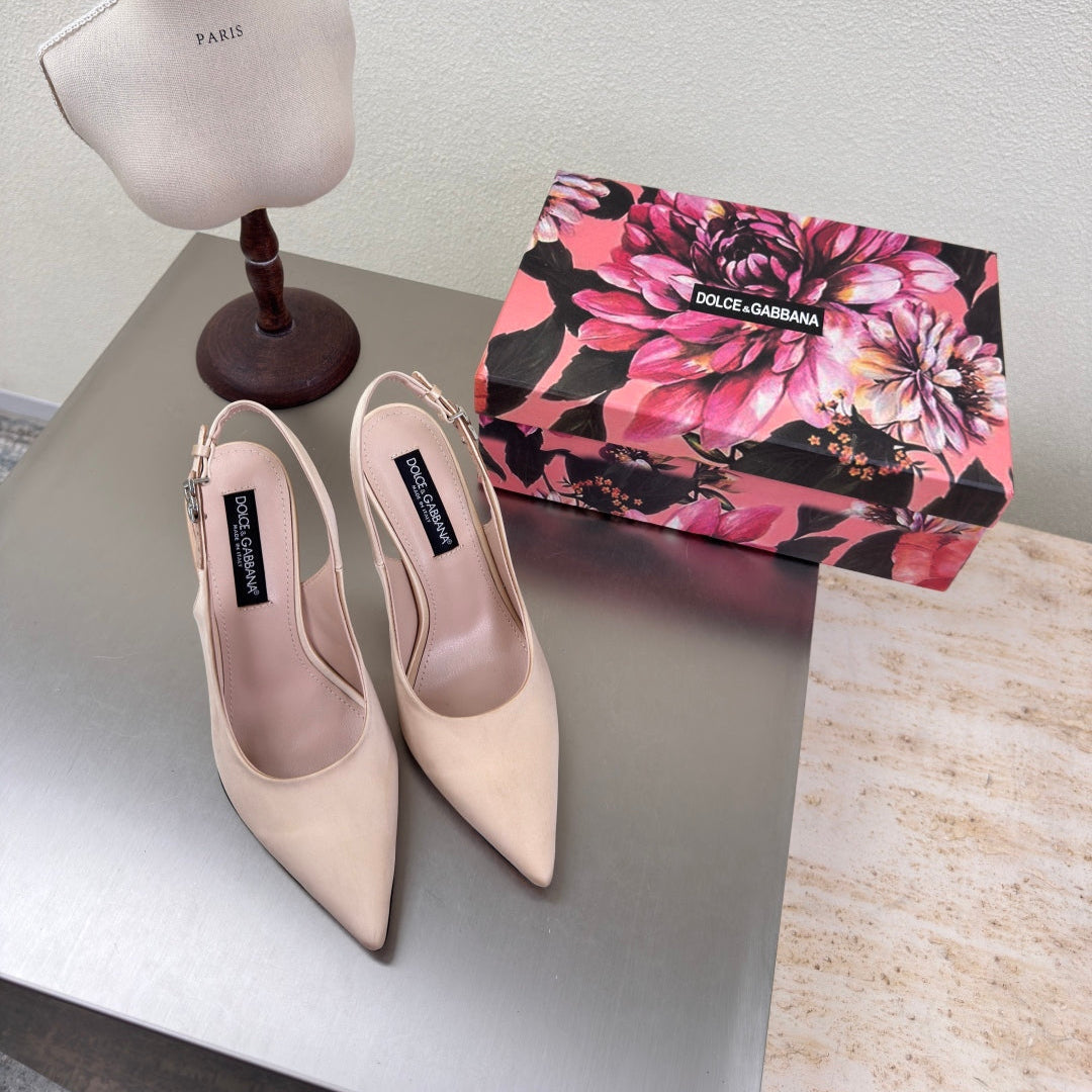 DC Slingback Pumps Pink Nude Silk & Sheepskin 343140