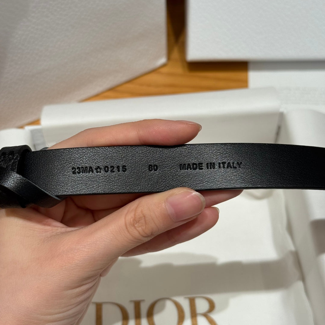 Dior 2026 Saddle Silver Buckle Belt 20mm Cowhide