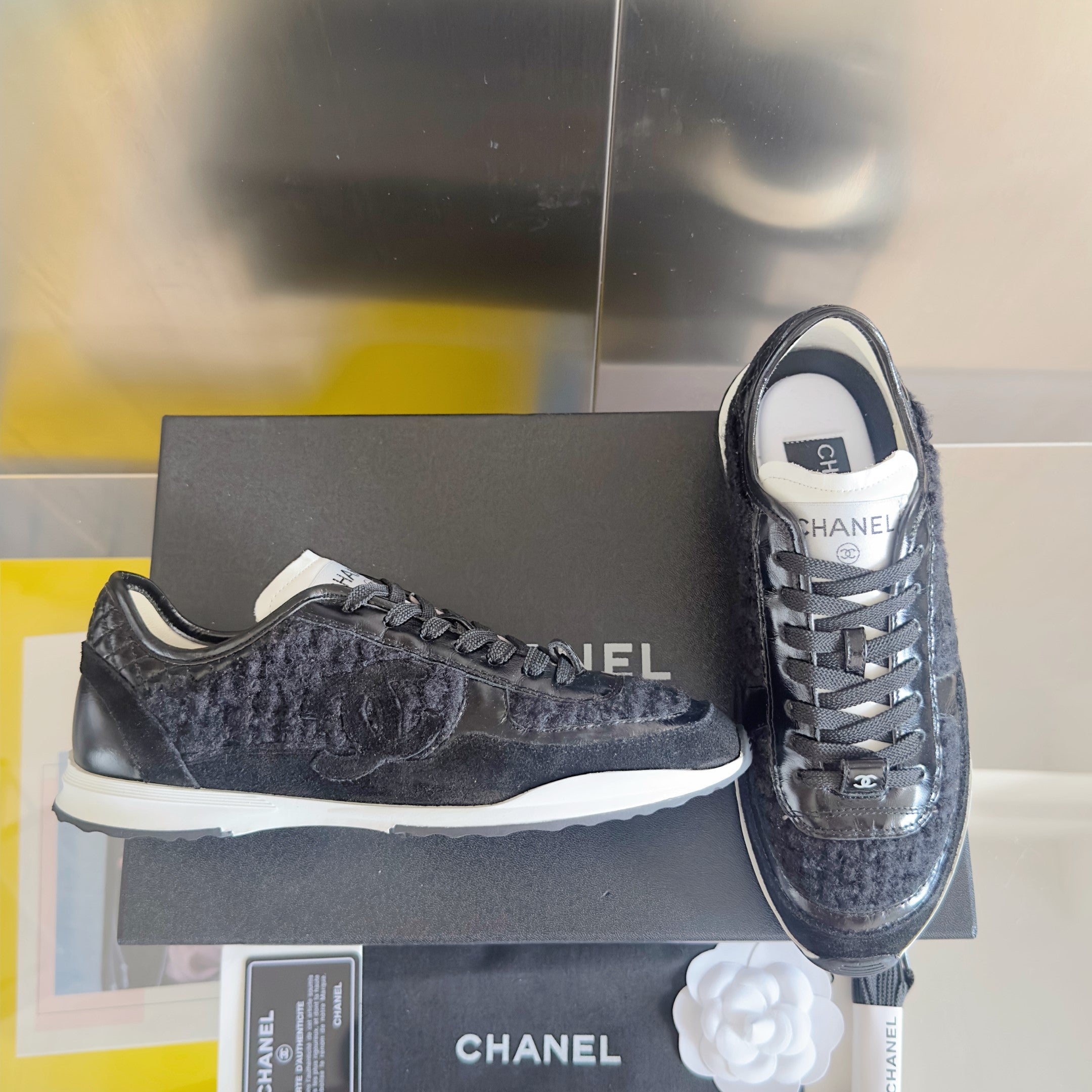 CC 25K British Baseball Shoes Black Woven Patent Leather 459738