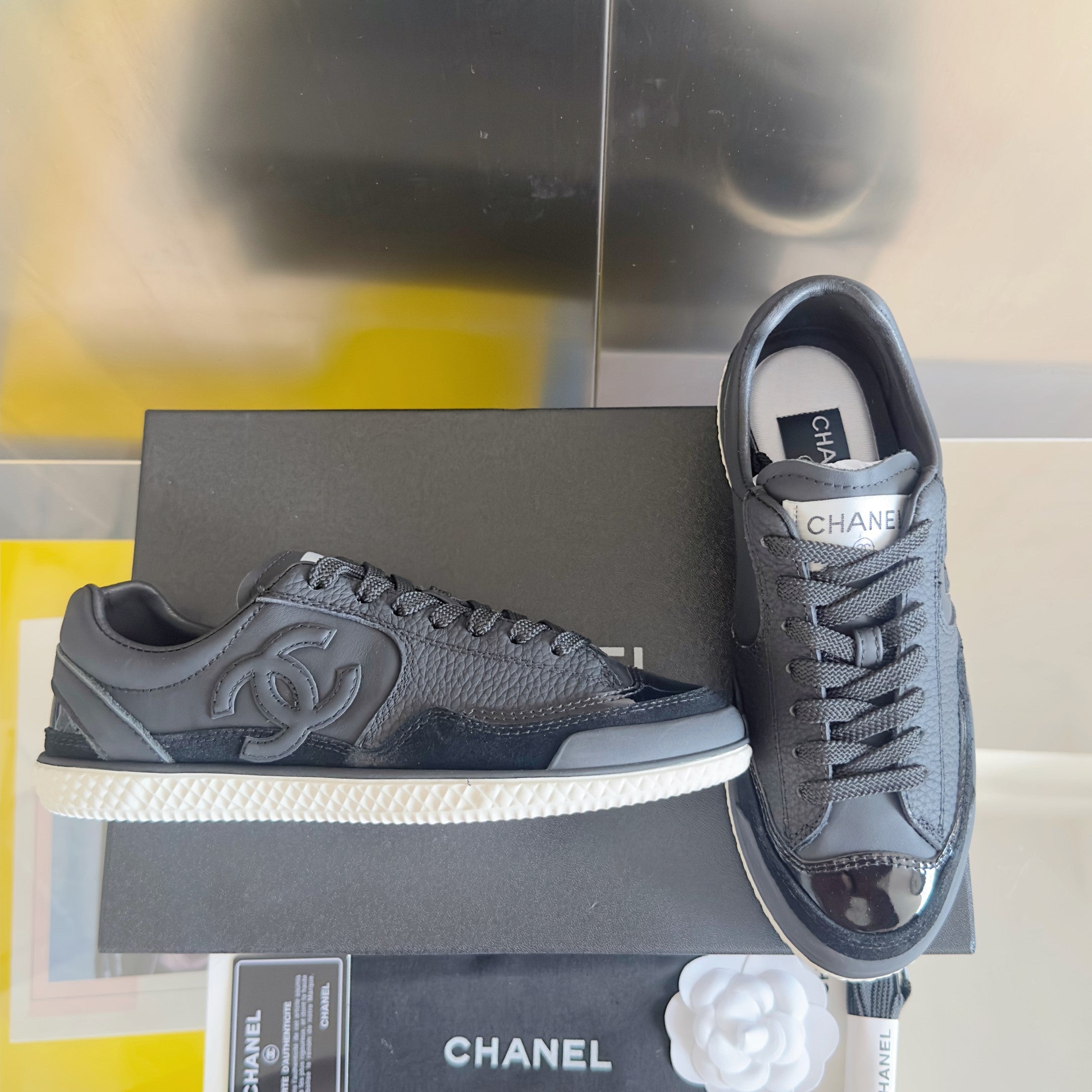 CC 25K British Baseball Shoes Black Cowhide Patent Leather 459740