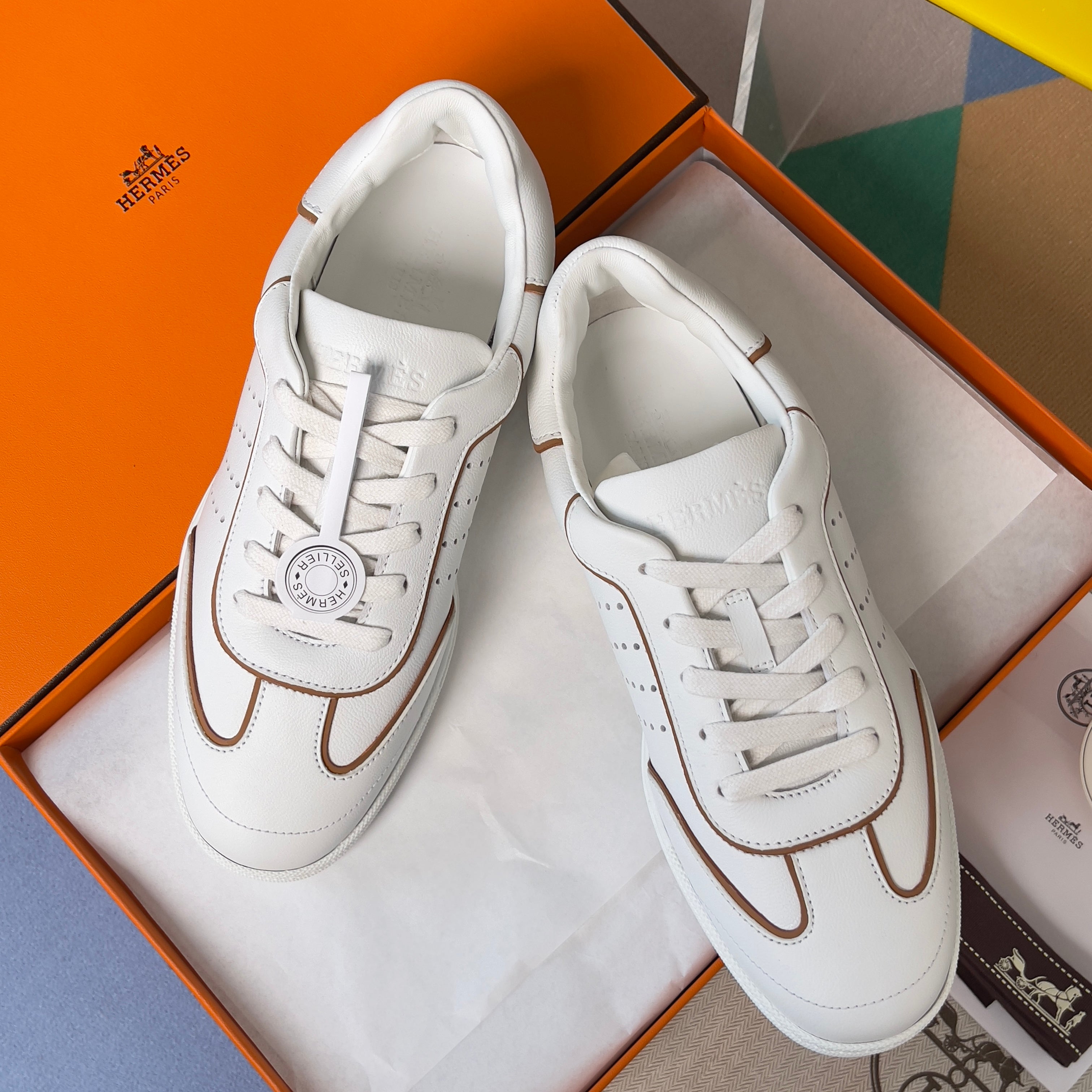 HM Match Sneaker White mix Brown Sheepskin 609040