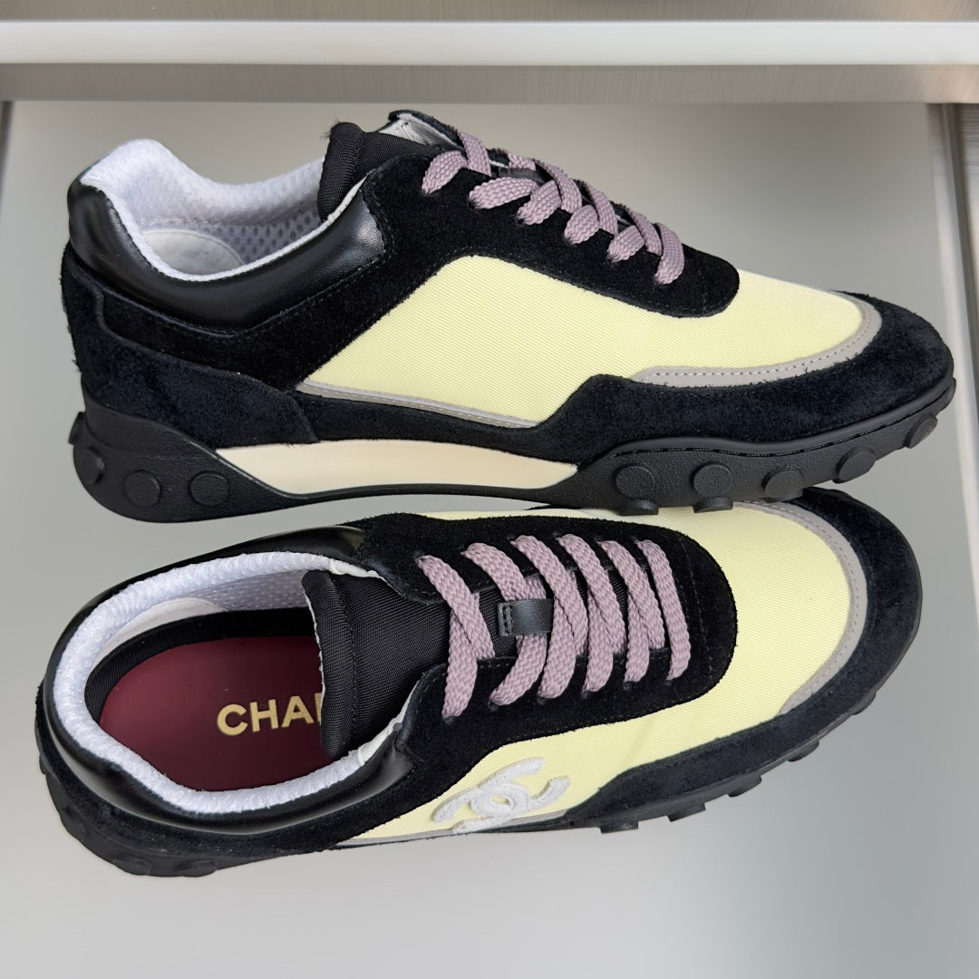 CC 26s Platform Casual Sneakers Black Yellow Suede Lambskin 962953
