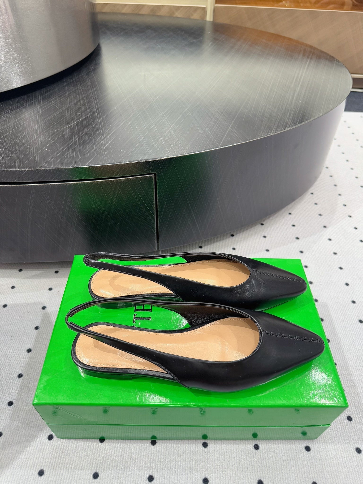 BV 26s Slingback Flats Black Calfskin
