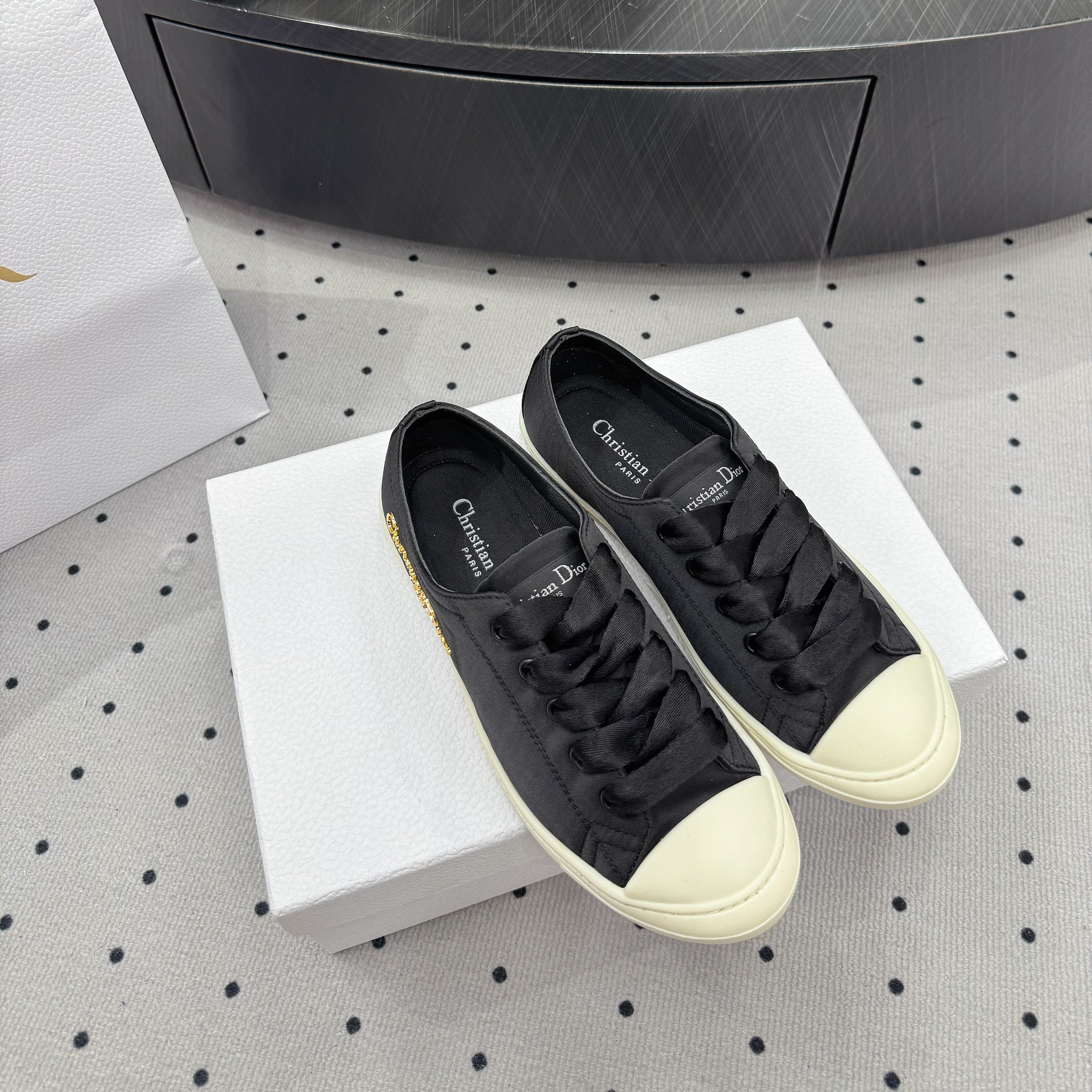 Dior Lucky Sneaker Black Satin  618071