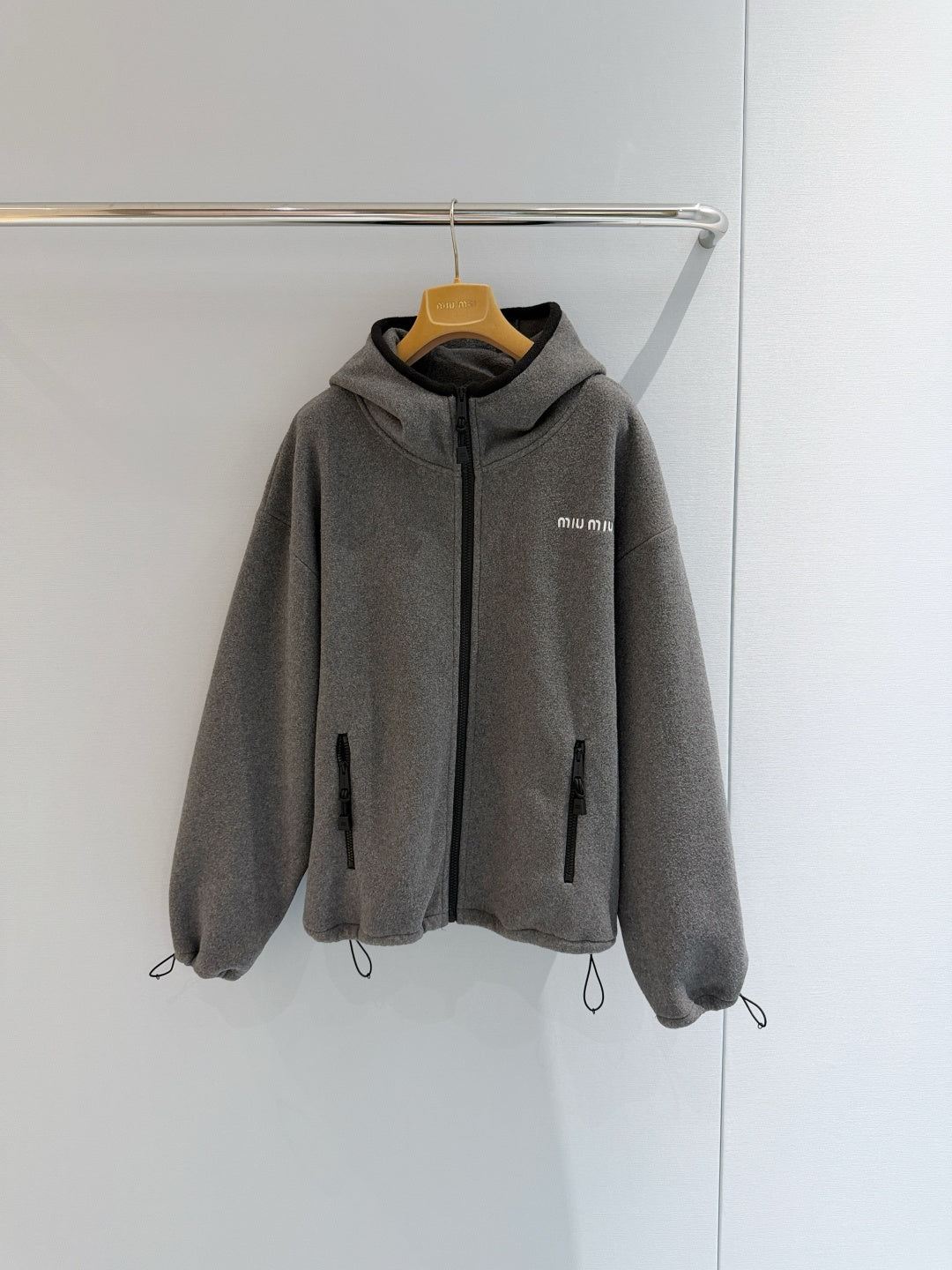 Miu 26s Stand-Collar Coat Grey Cotton 418737