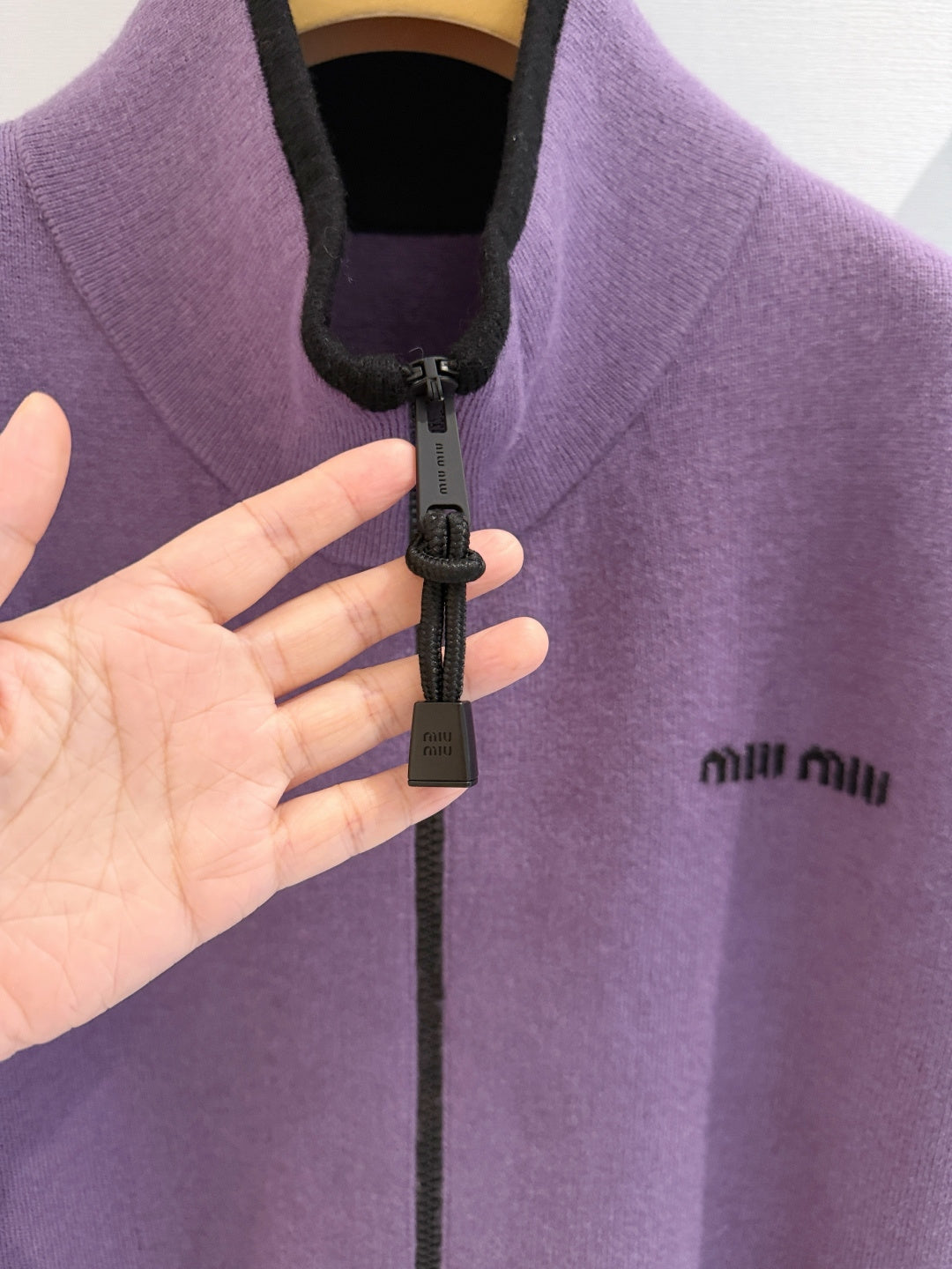 Miu 26s Stand-Collar Coat Purple Cotton 418743