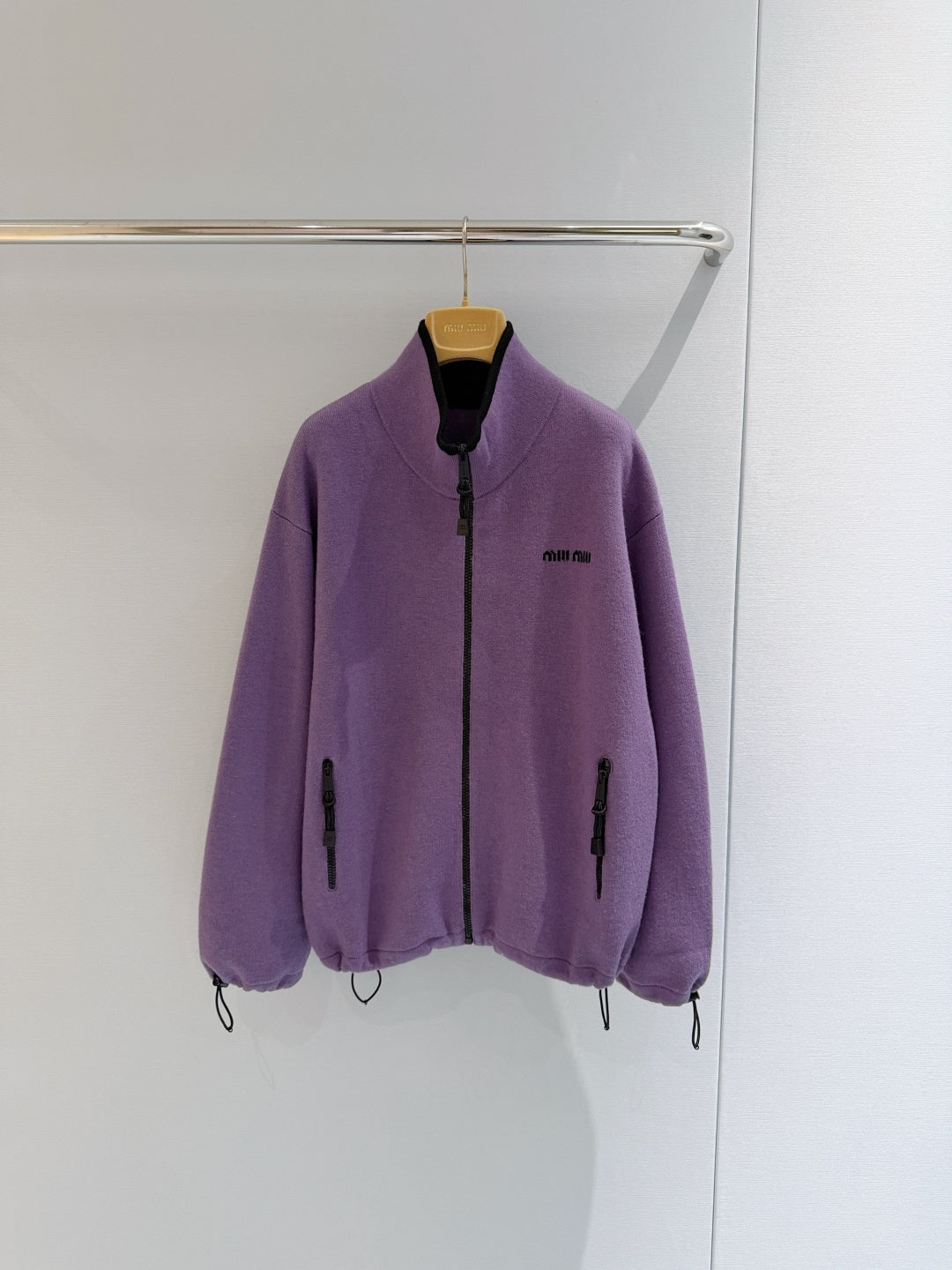 Miu 26s Stand-Collar Coat Purple Cotton 418743