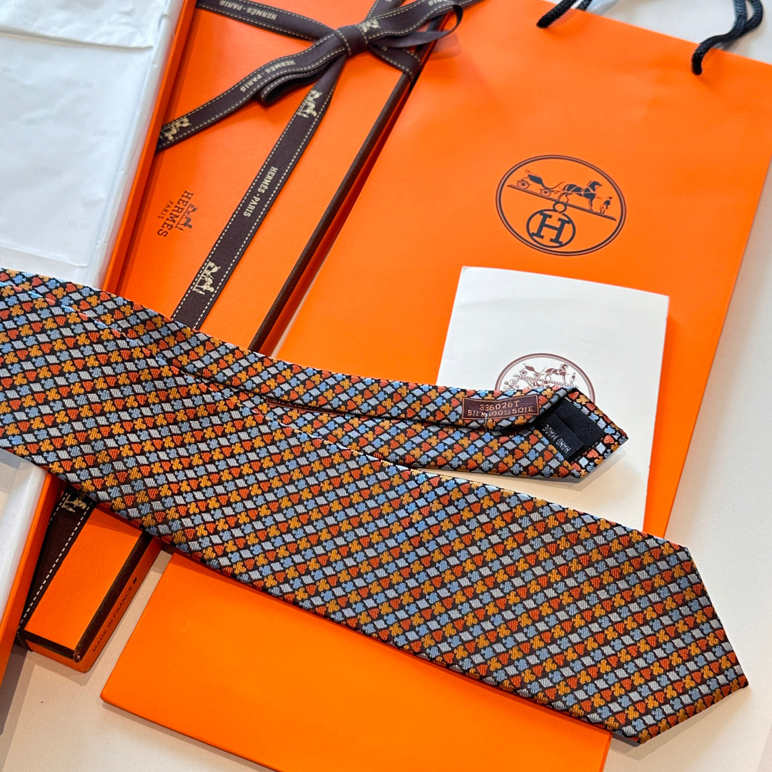HM Carre d'As Tie Orange Twill Silk 210010