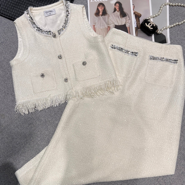 Chanel 2026 Sequined Suit Cream Wool Acrylic 210592