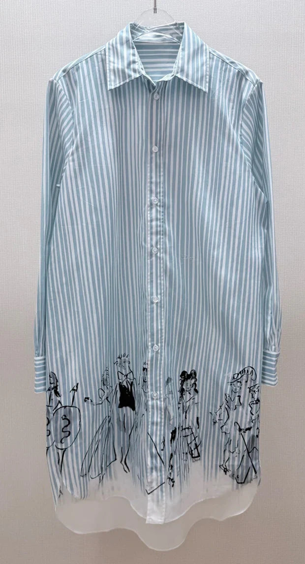 Dior 2026 Print Shirt Blue Cotton 628382