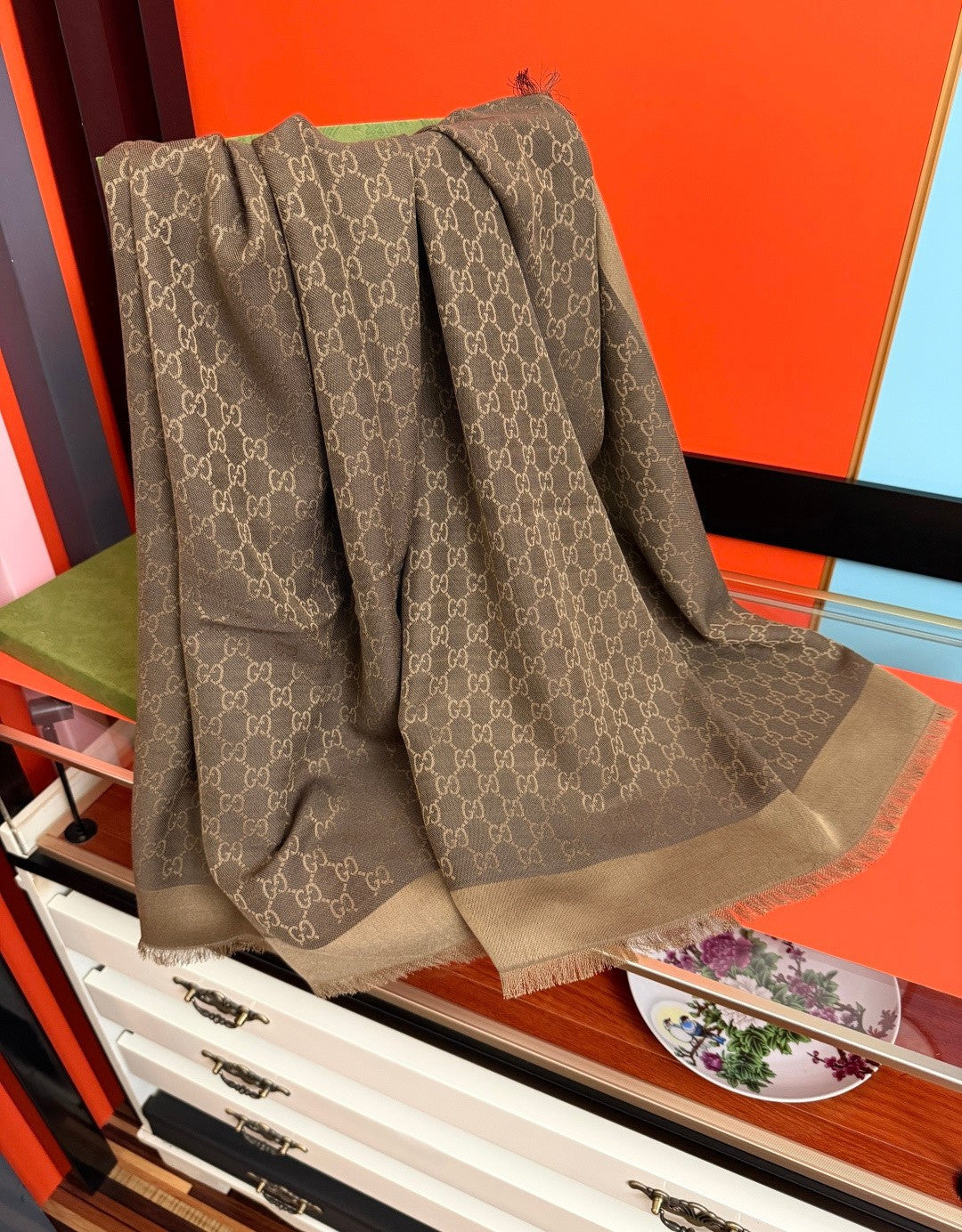 GG 26s Scarf 140 In Cashmere And Silk 521950