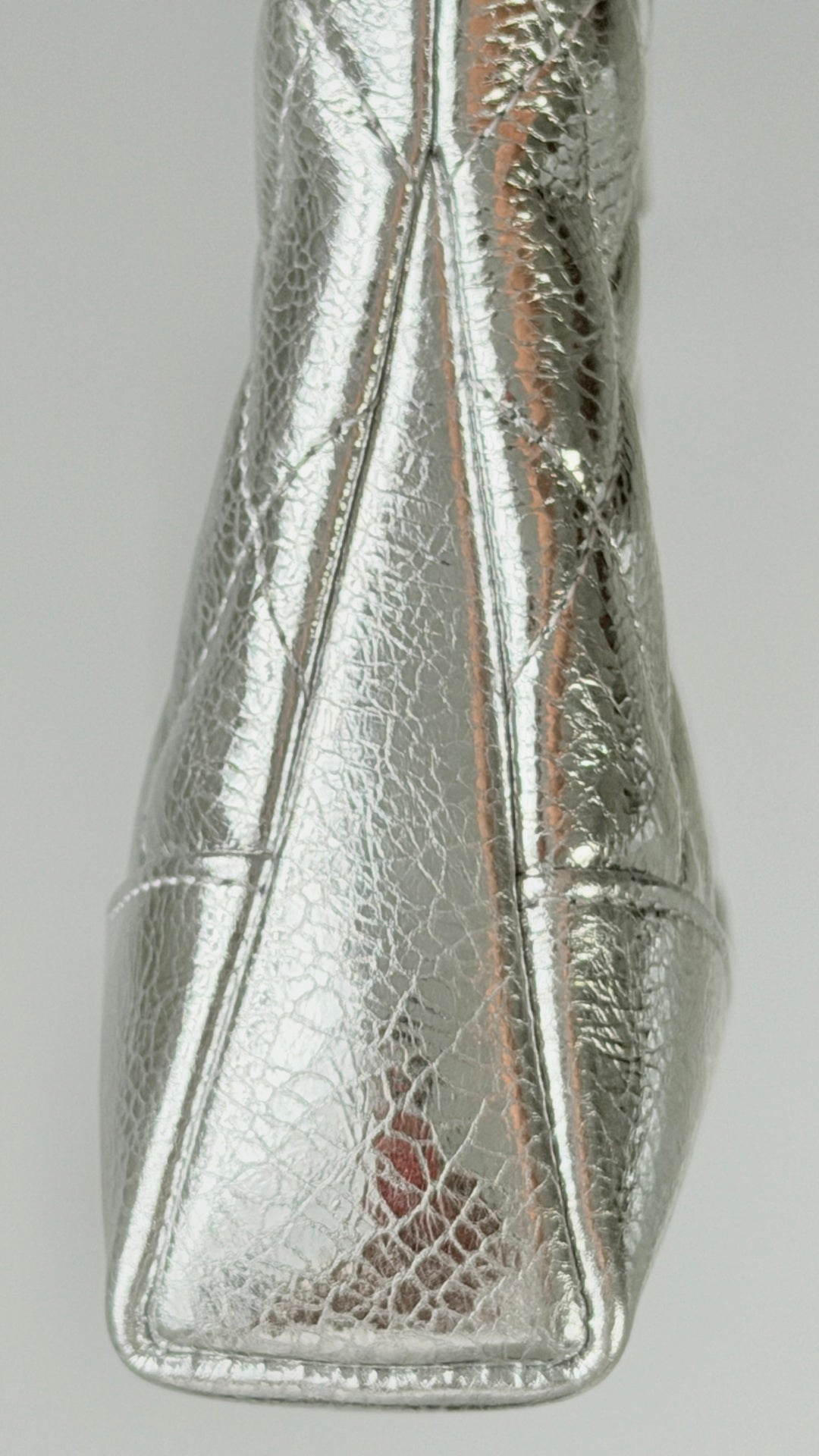 CC 26s Top Handle Bag Silver Metallic Quilted Leather