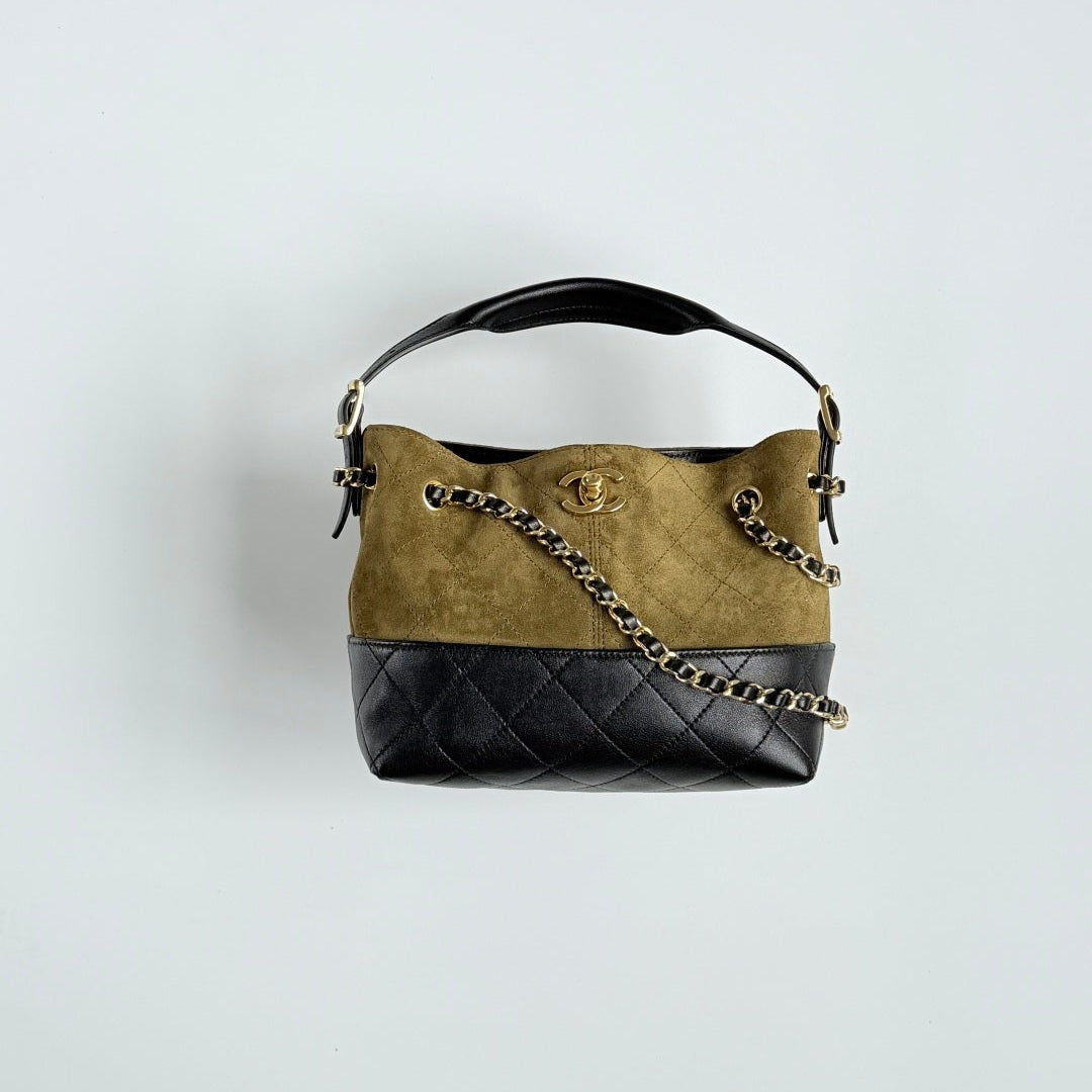 CC 26s Mini Shopping Bag Olive Green Black Suede Lambskin 996786