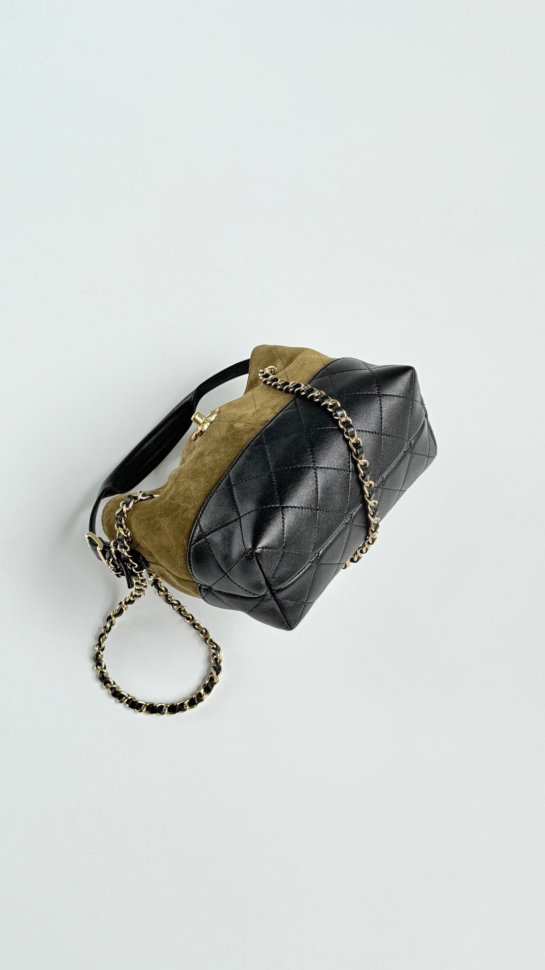 CC 26s Mini Shopping Bag Olive Green Black Suede Lambskin 996786