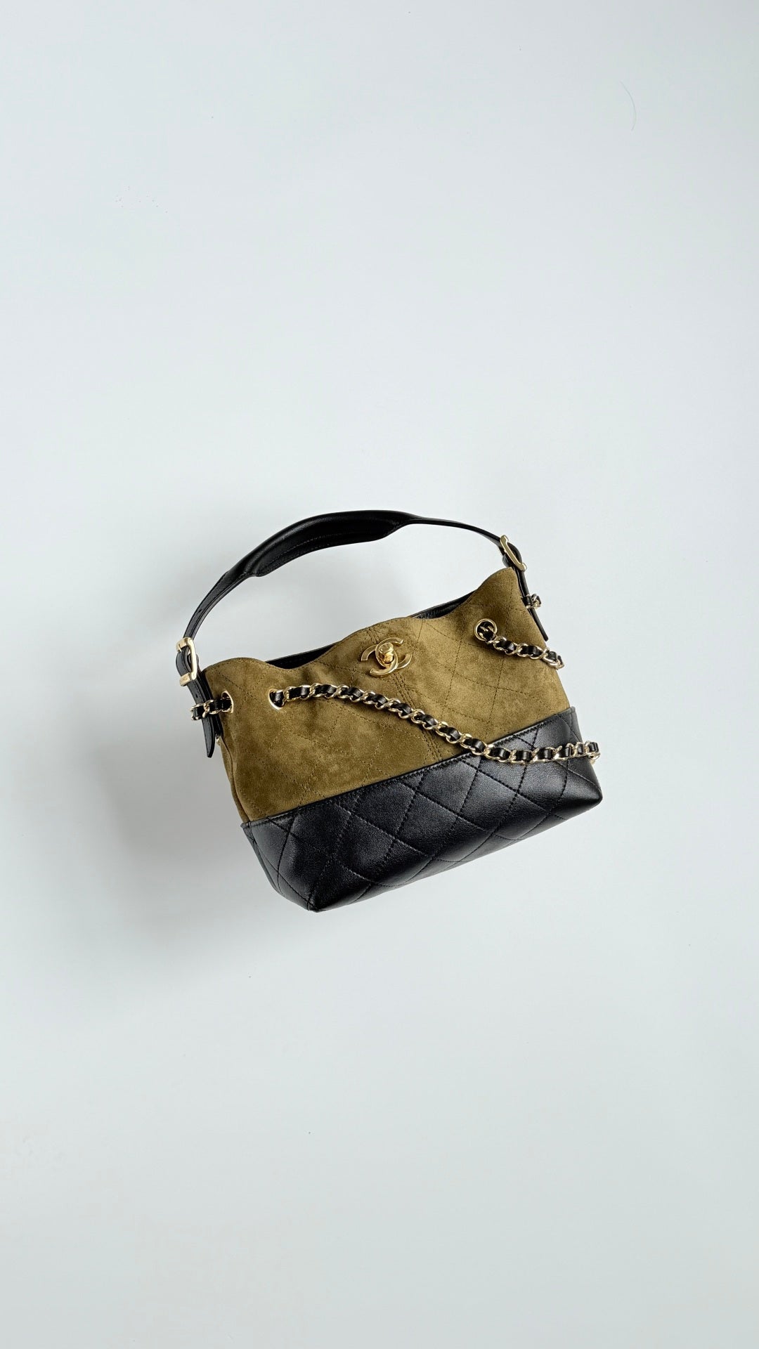 CC 26s Mini Shopping Bag Olive Green Black Suede Lambskin 996786