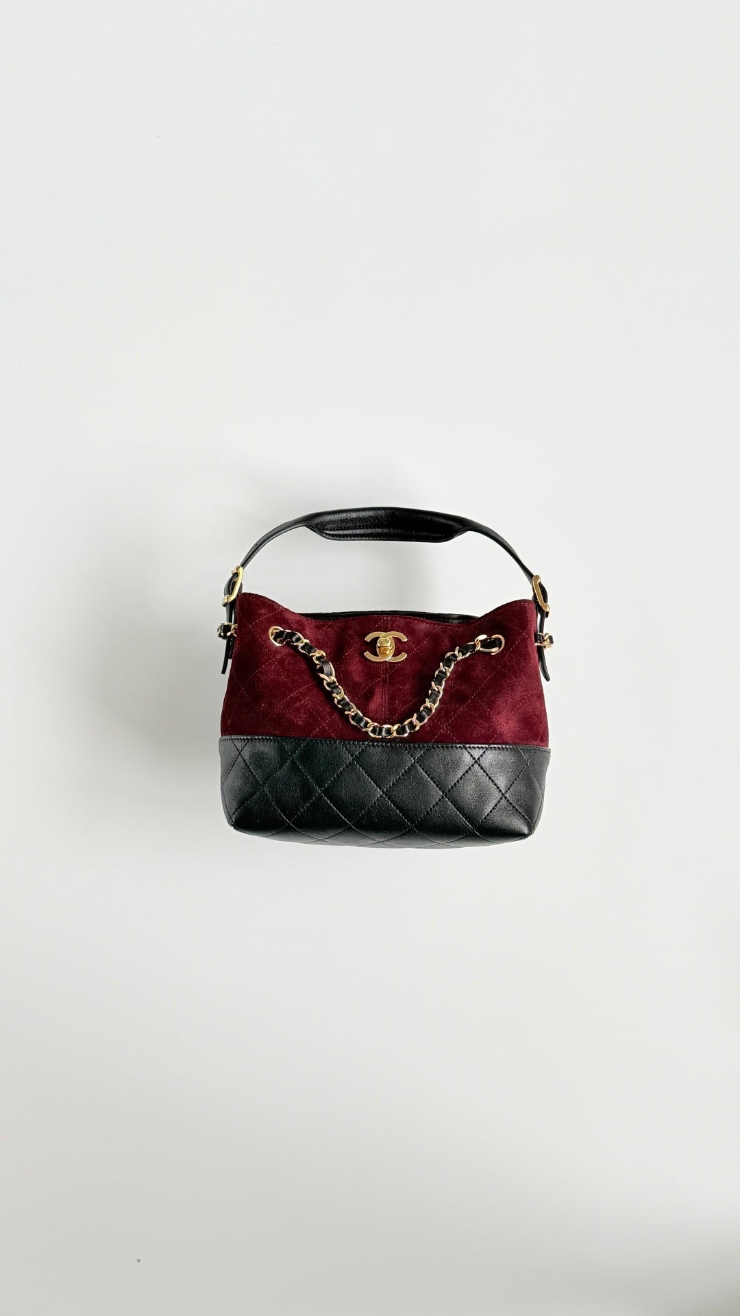 CC 26s Mini Shopping Bag Burgundy Black Suede Lambskin 996787