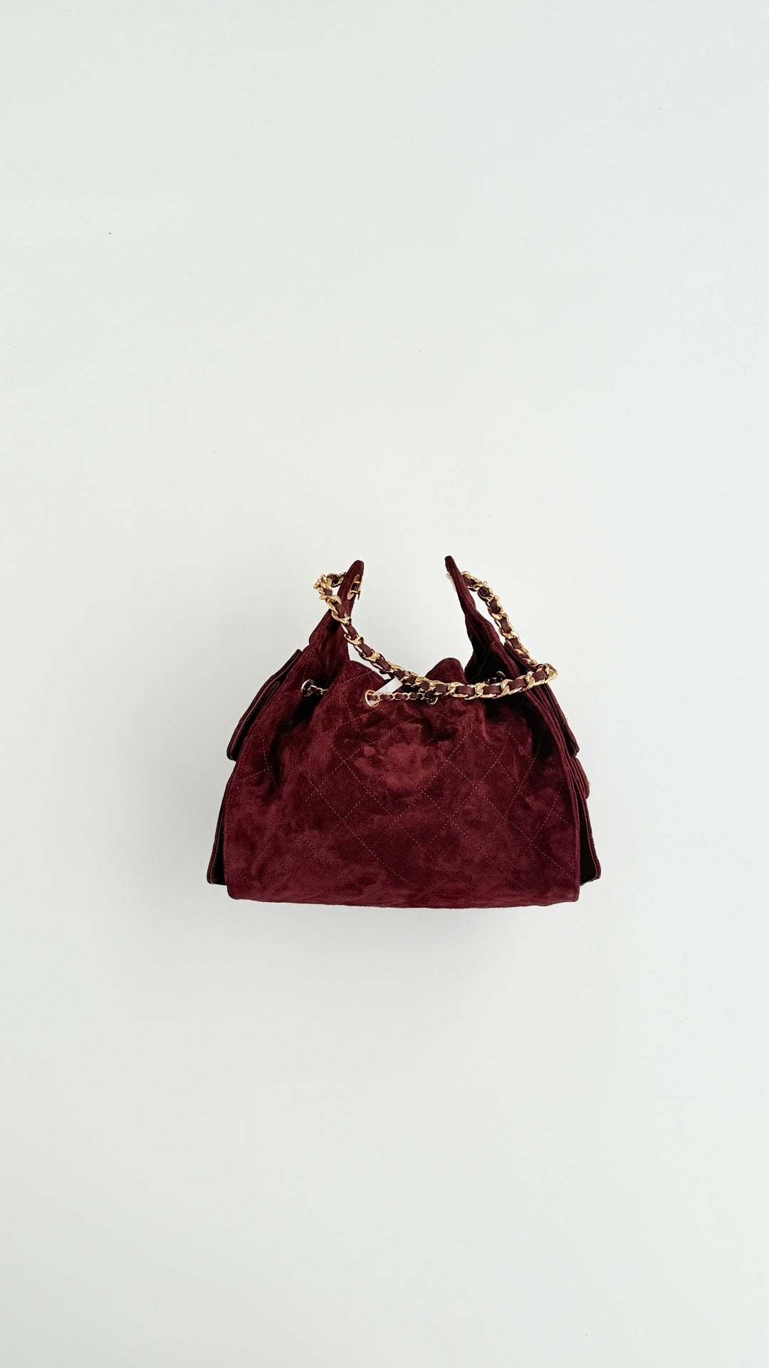 CC 26s Small Drawstring Bag Burgundy Suede 996785